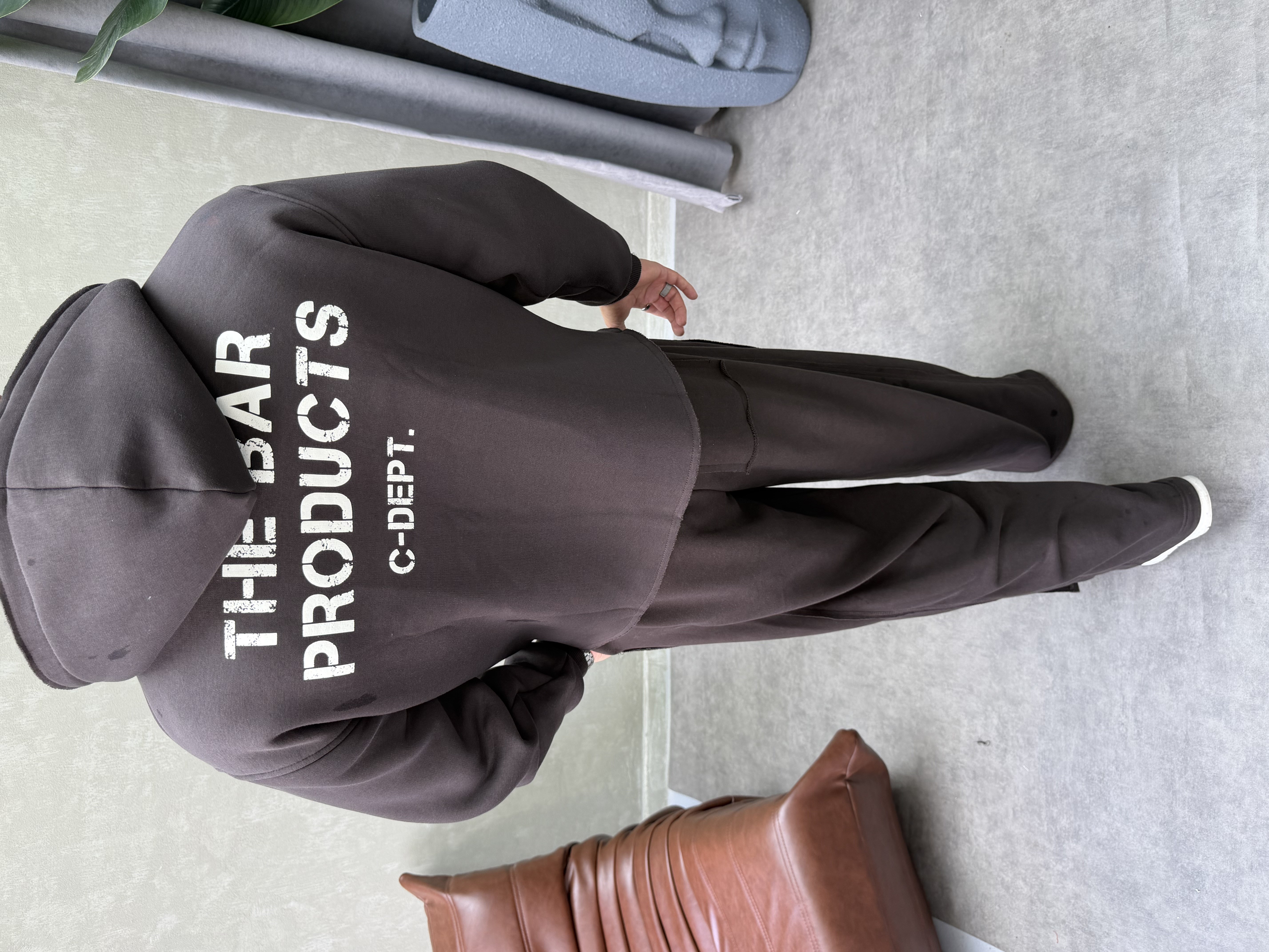 BOXY KALIP OVERSIZE KAPŞONLU SWEAT KAHVERENGİ 