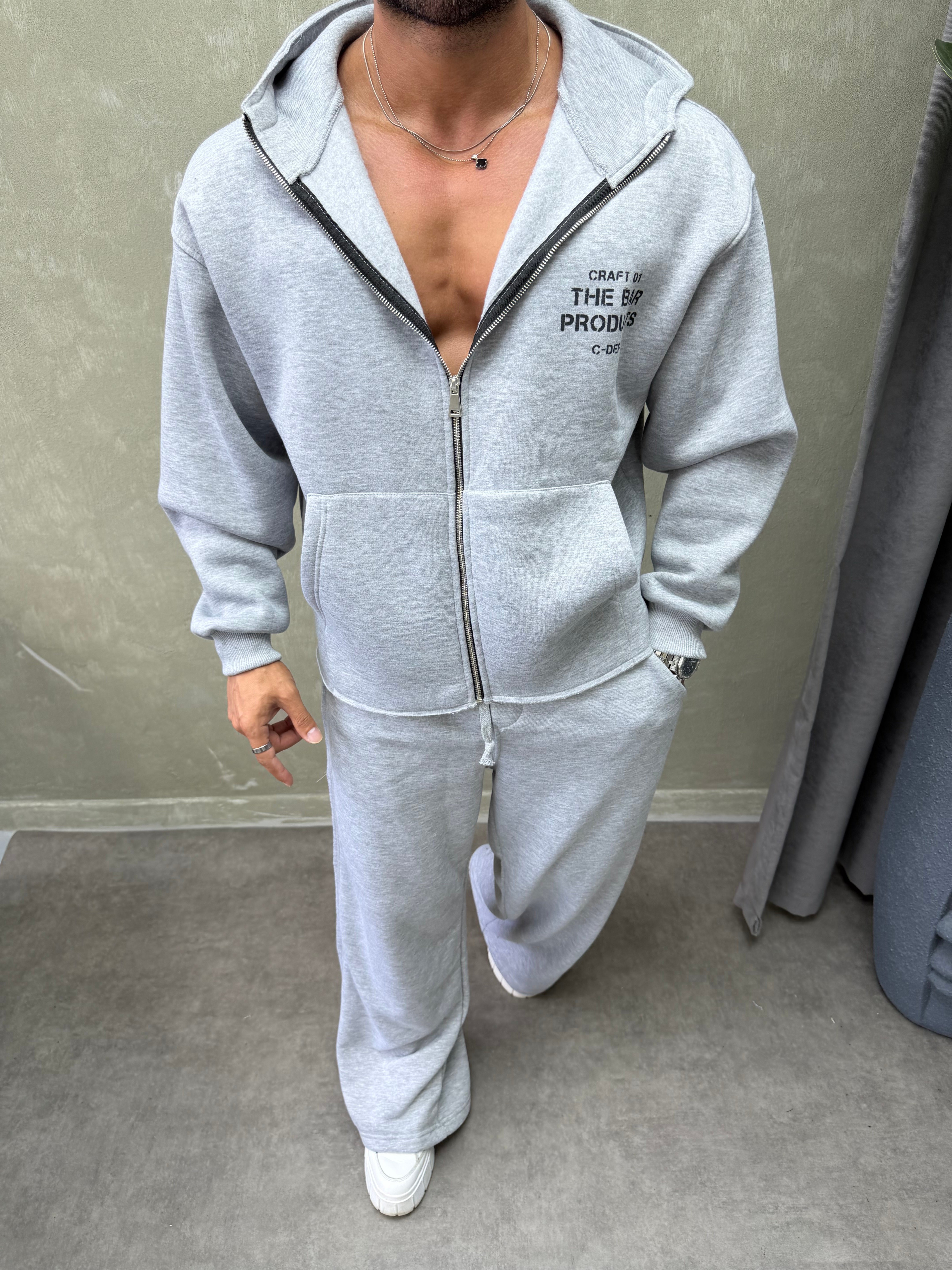 BOXY KALIP OVERSIZE KAPŞONLU SWEAT GRİ