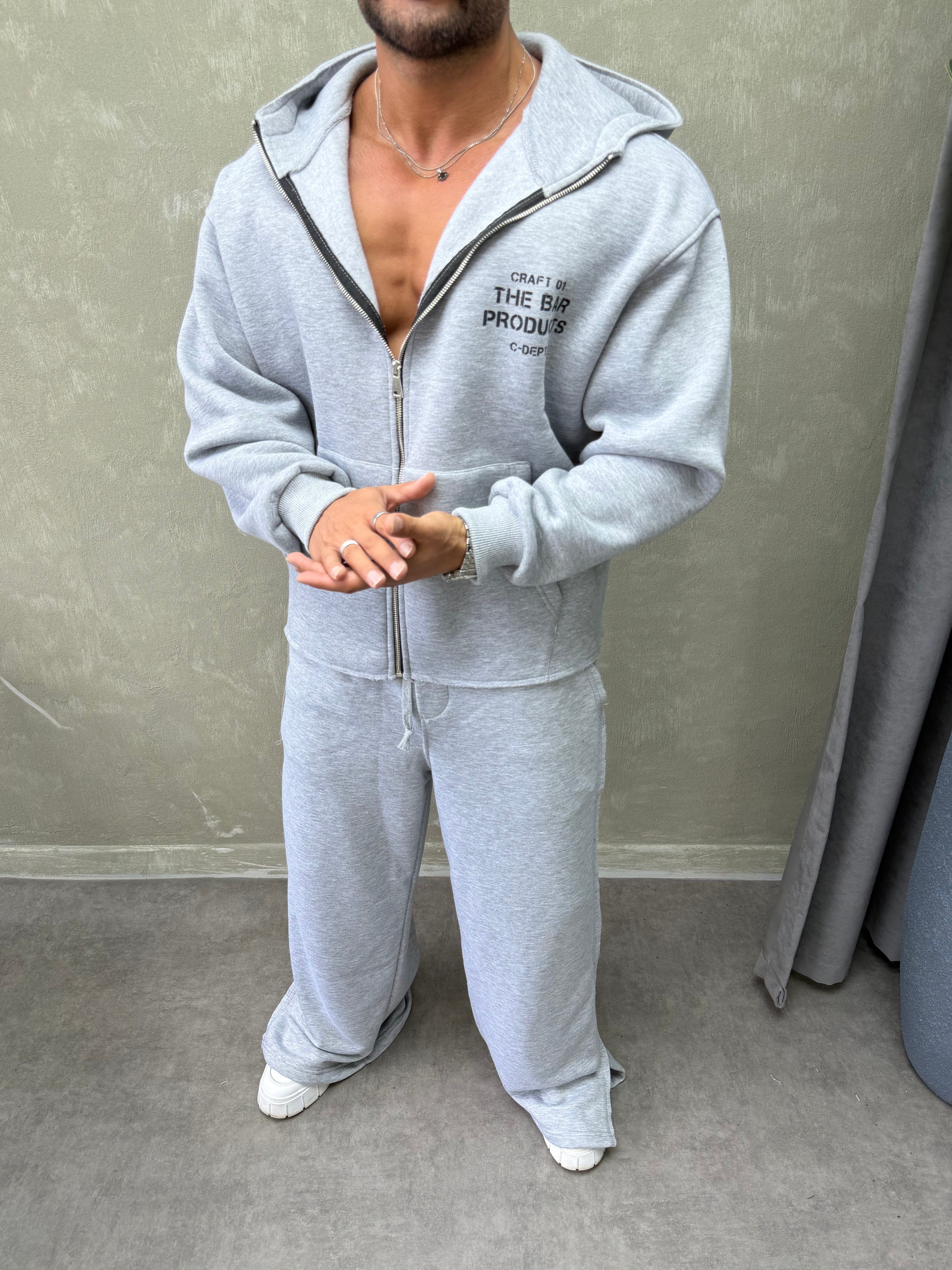 BOXY KALIP OVERSIZE KAPŞONLU SWEAT GRİ