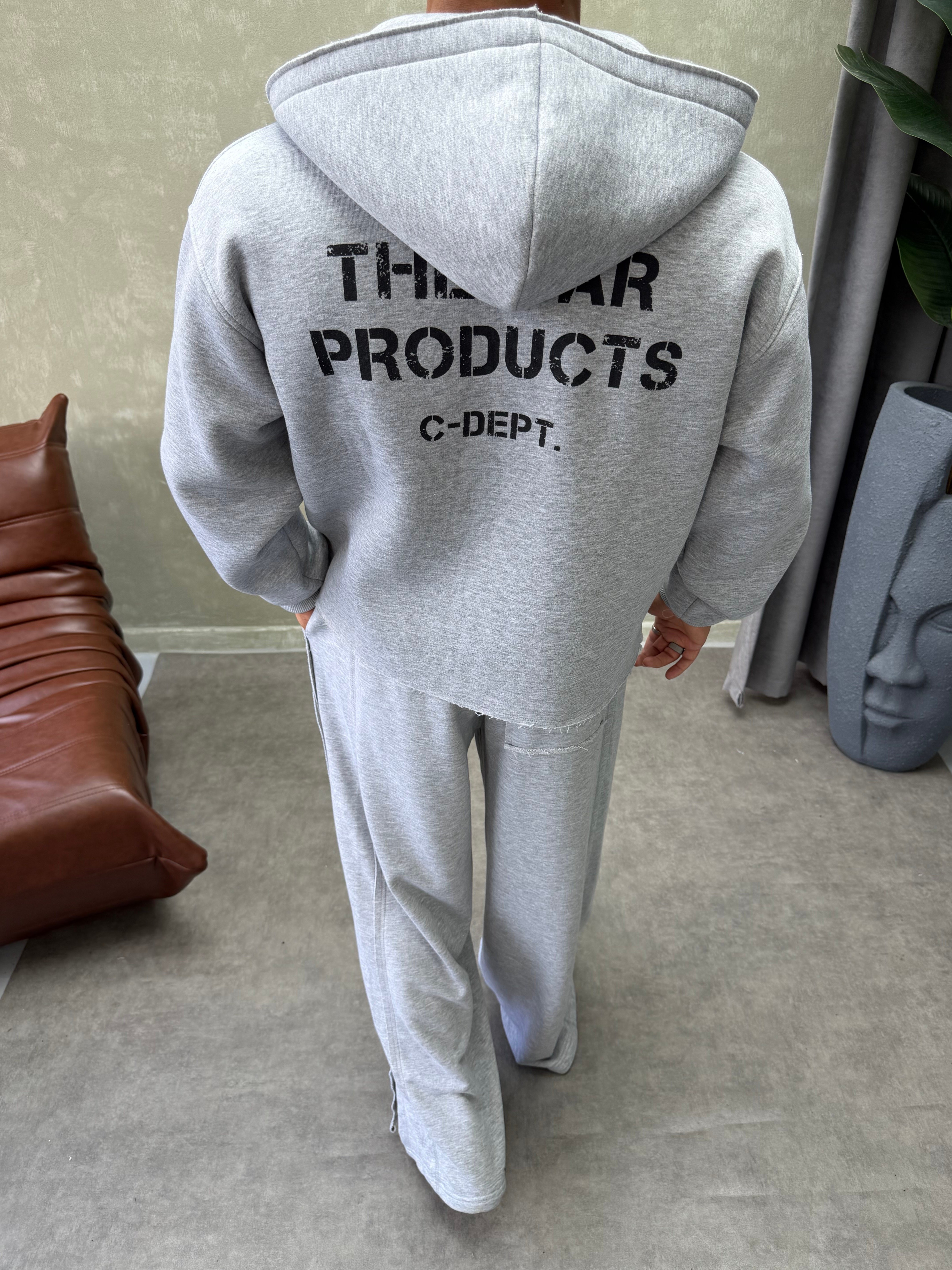 BOXY KALIP OVERSIZE KAPŞONLU SWEAT GRİ