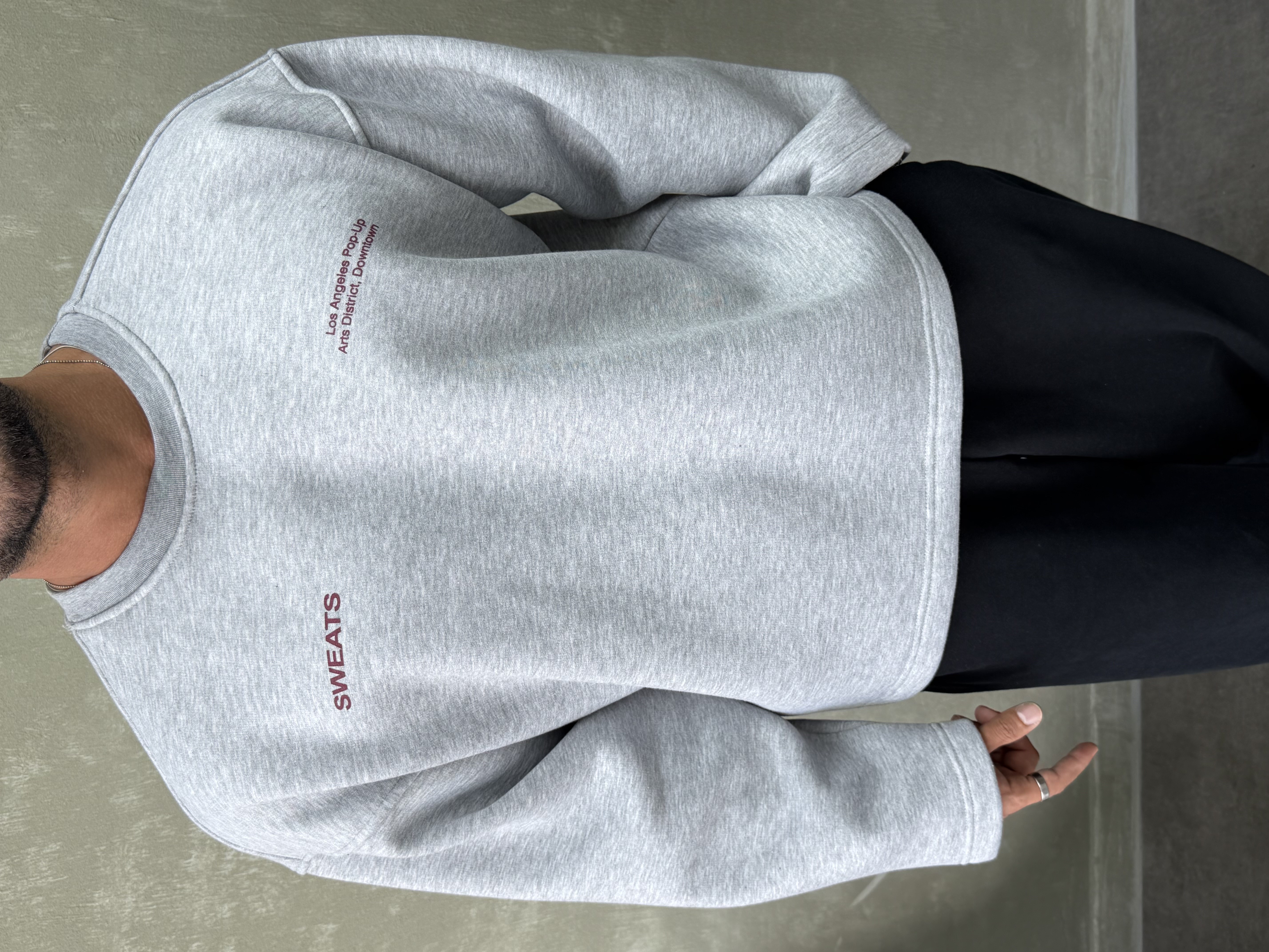 BOXY KALIP OVERSIZE SIRT BASKILI SWEAT GRİ