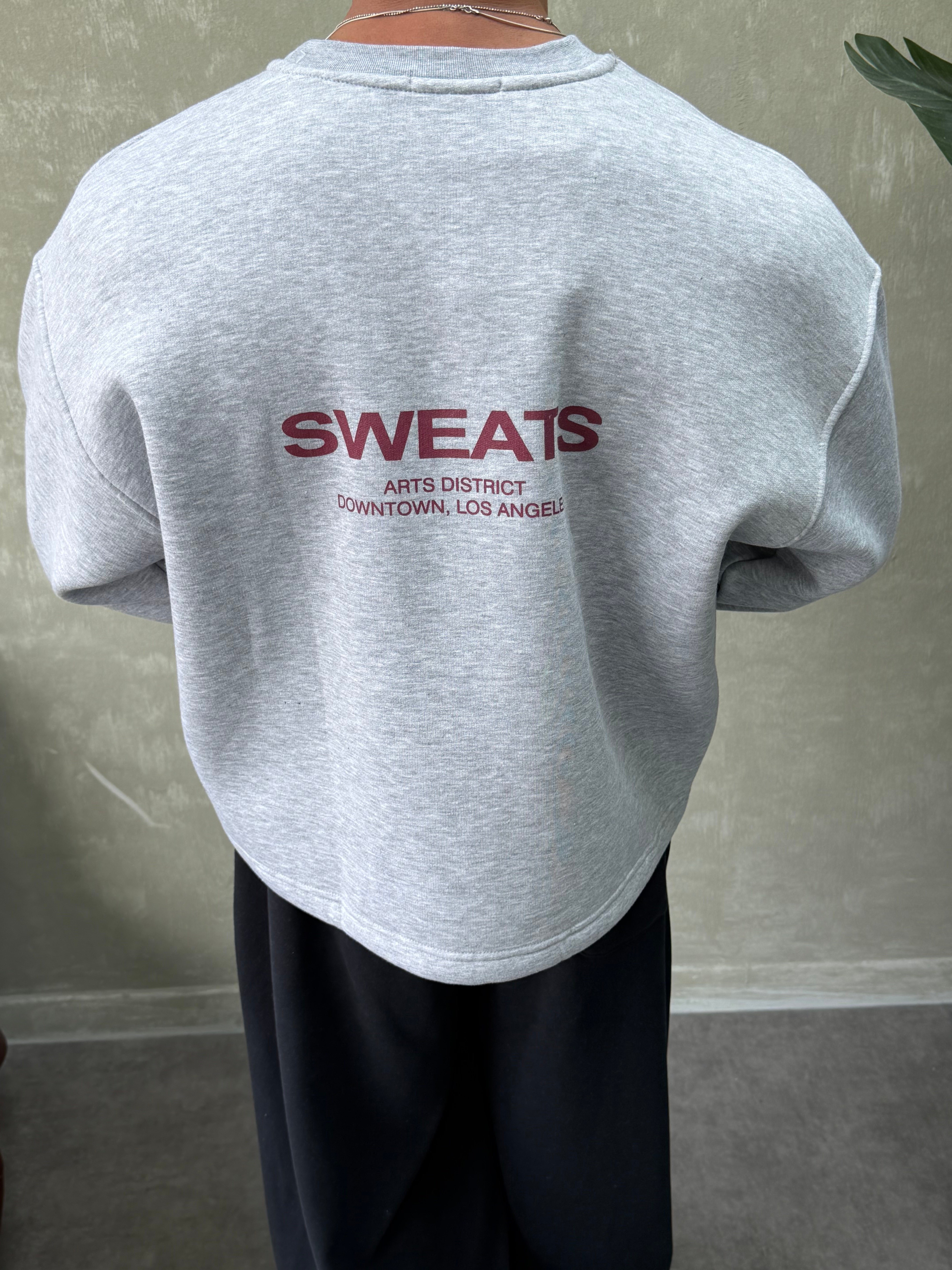 BOXY KALIP OVERSIZE SIRT BASKILI SWEAT GRİ