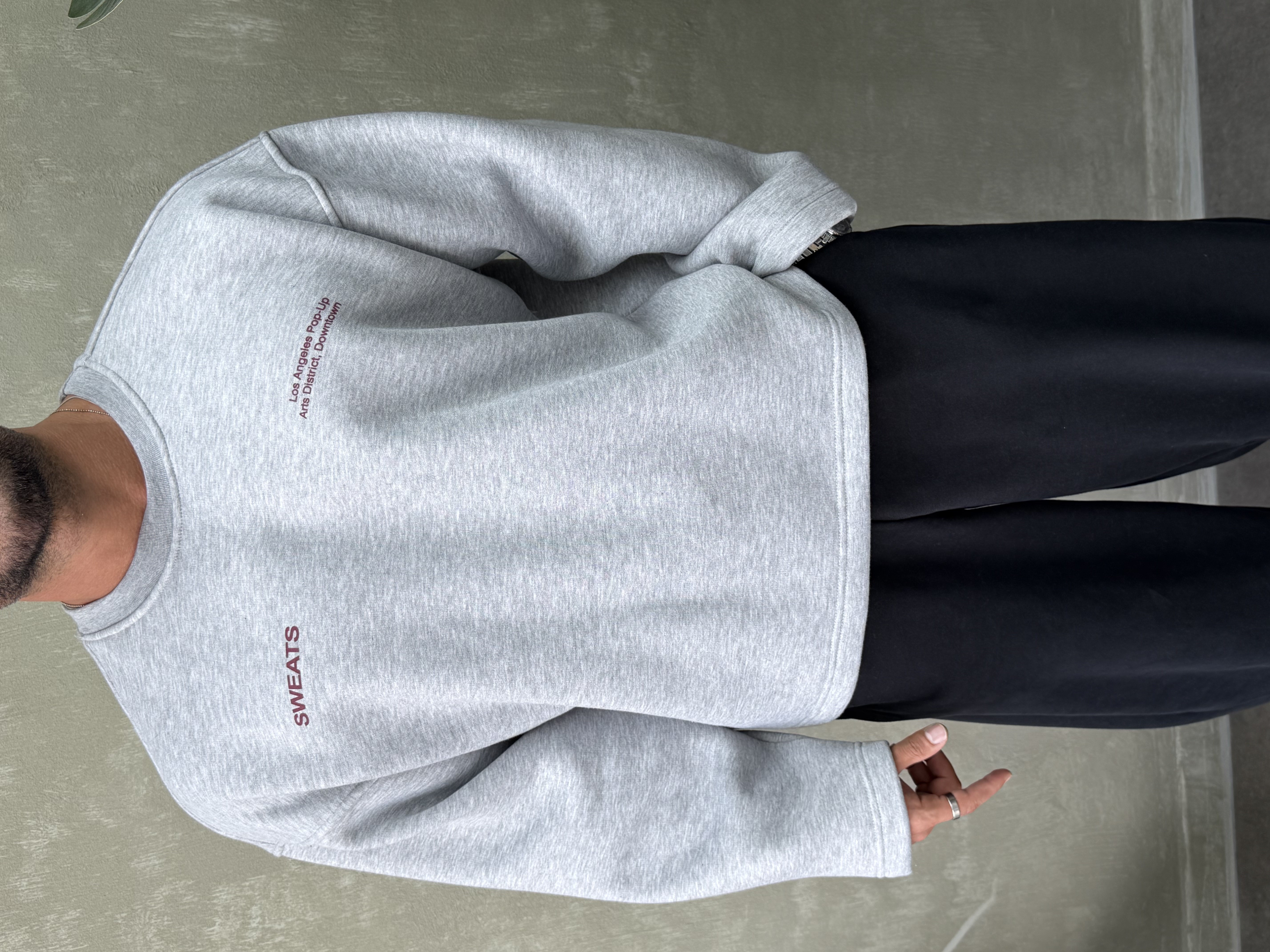 BOXY KALIP OVERSIZE SIRT BASKILI SWEAT GRİ