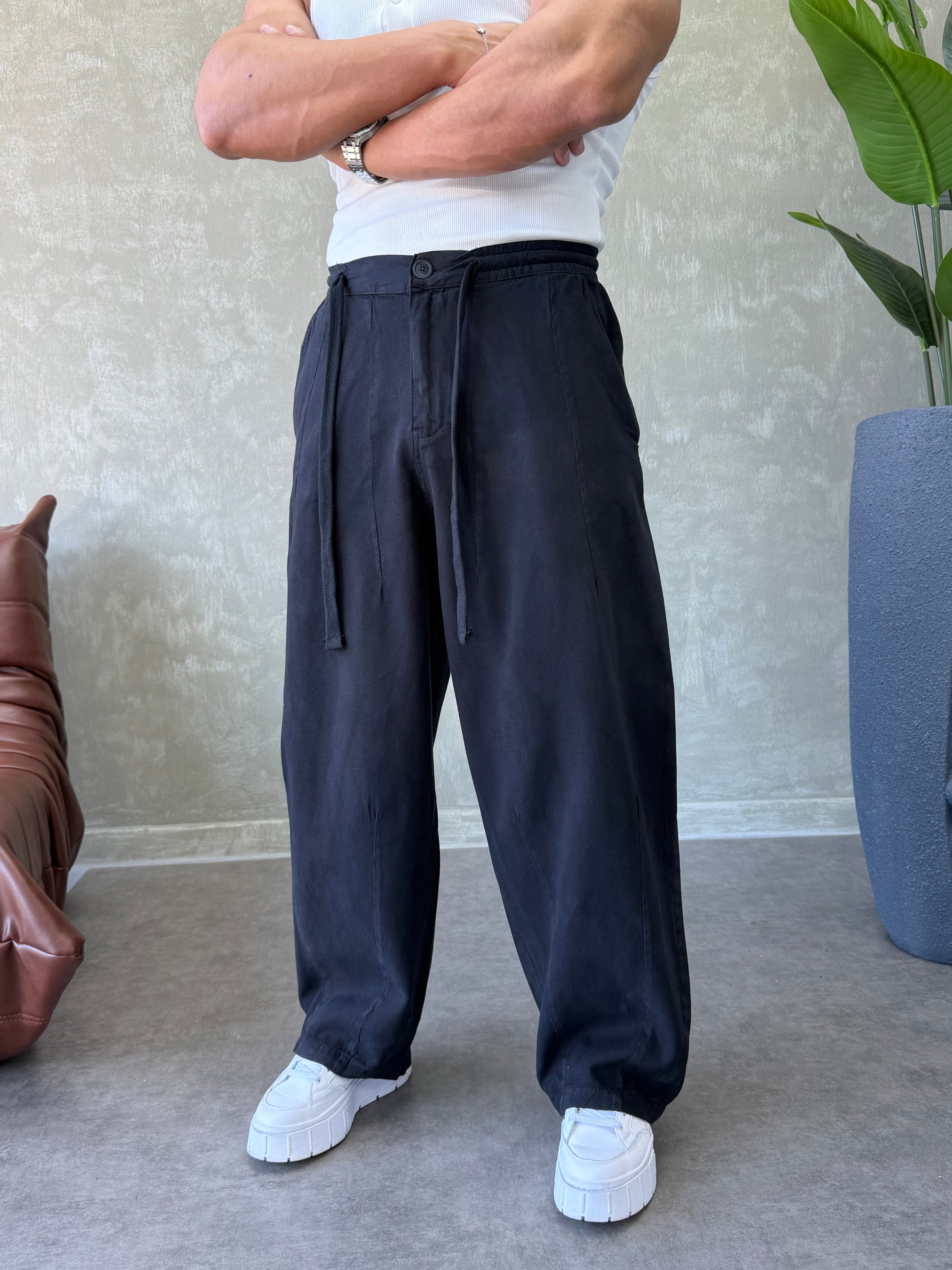 GABARDİN KUMAŞ SÜPER BAGGY SİYAH