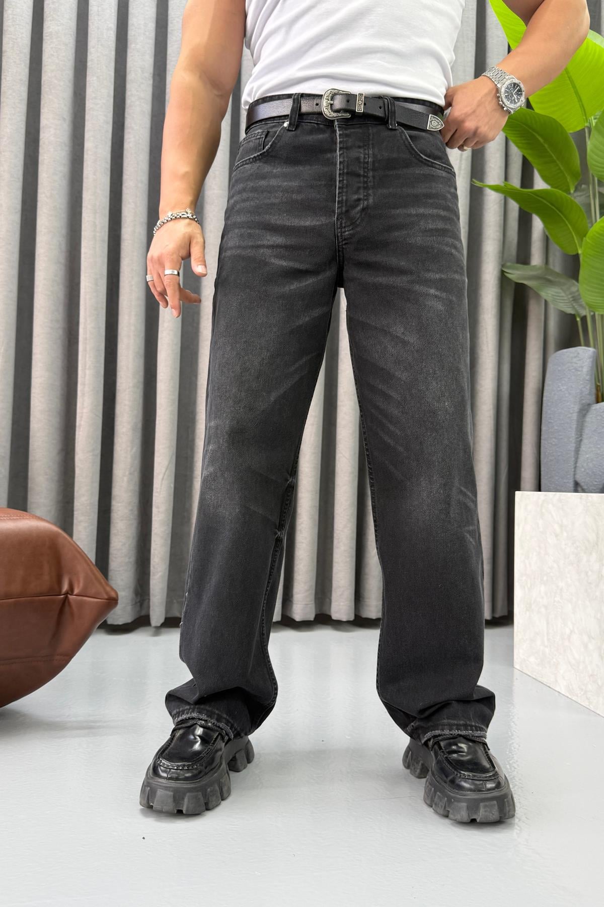 GİESTO YIKAMALI BAGGY JEAN SİYAH