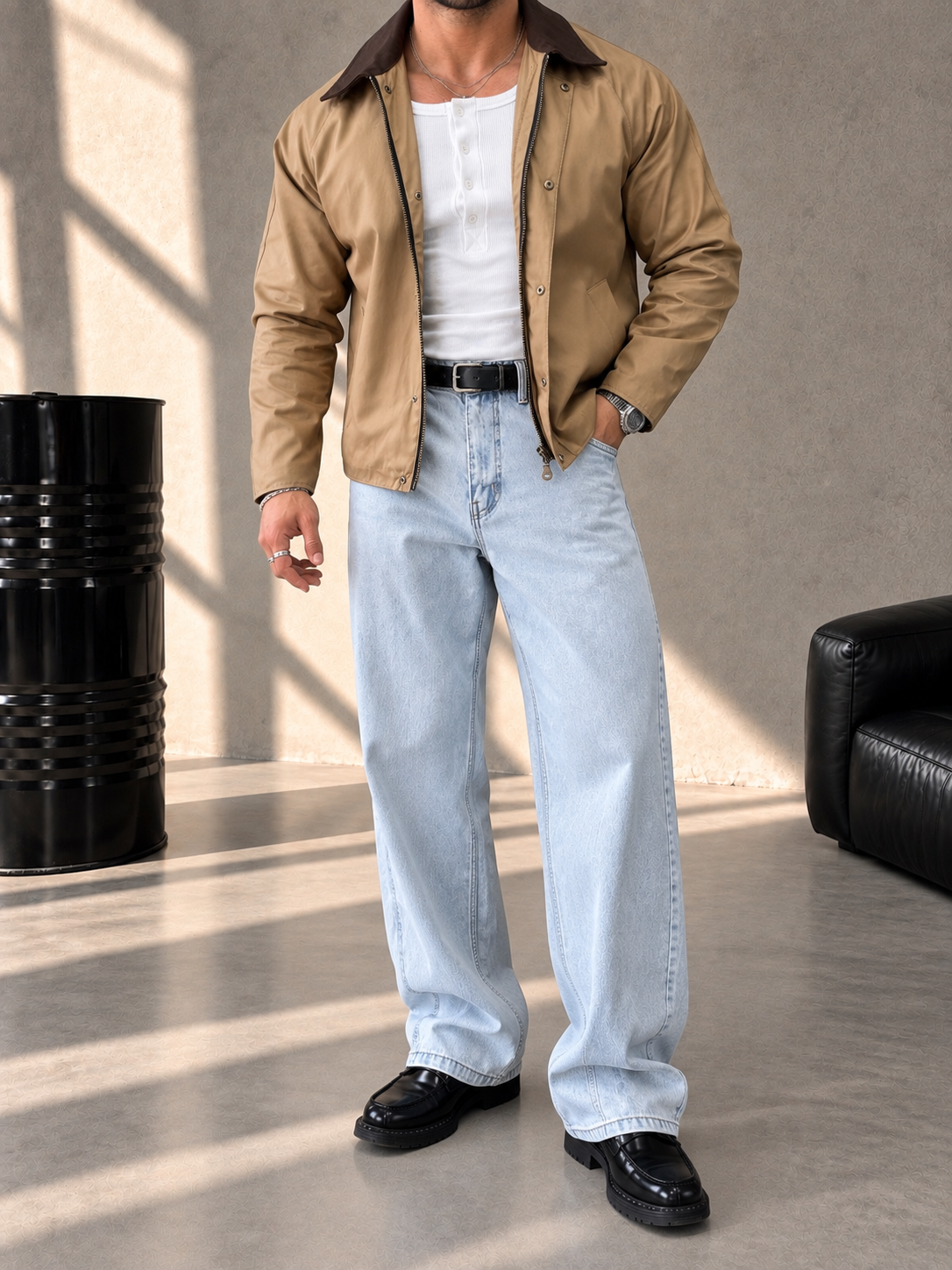 KAHVERENGİ YAKA DETAYLI CASUAL CEKET CAMEL