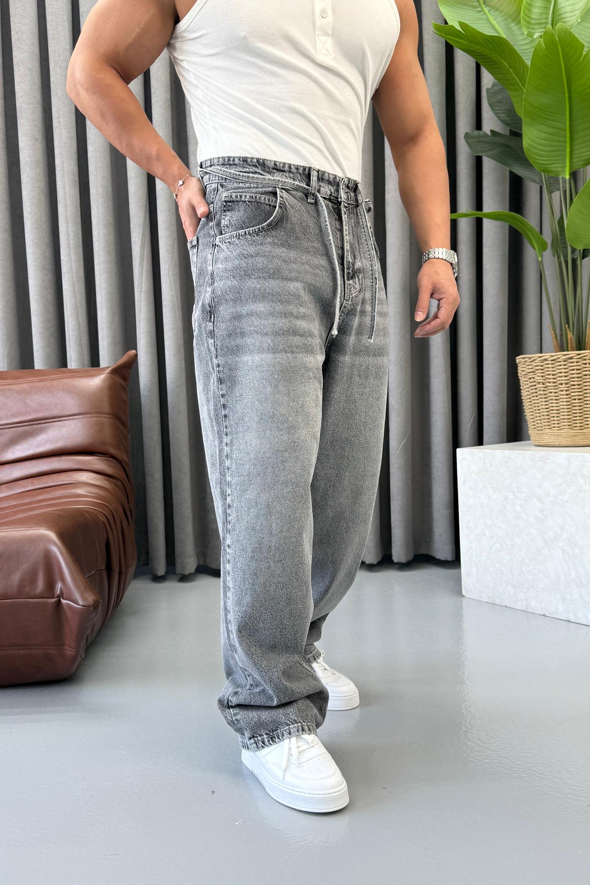 KEMER DETAYLI BAGGY KOT KOYU GRİ