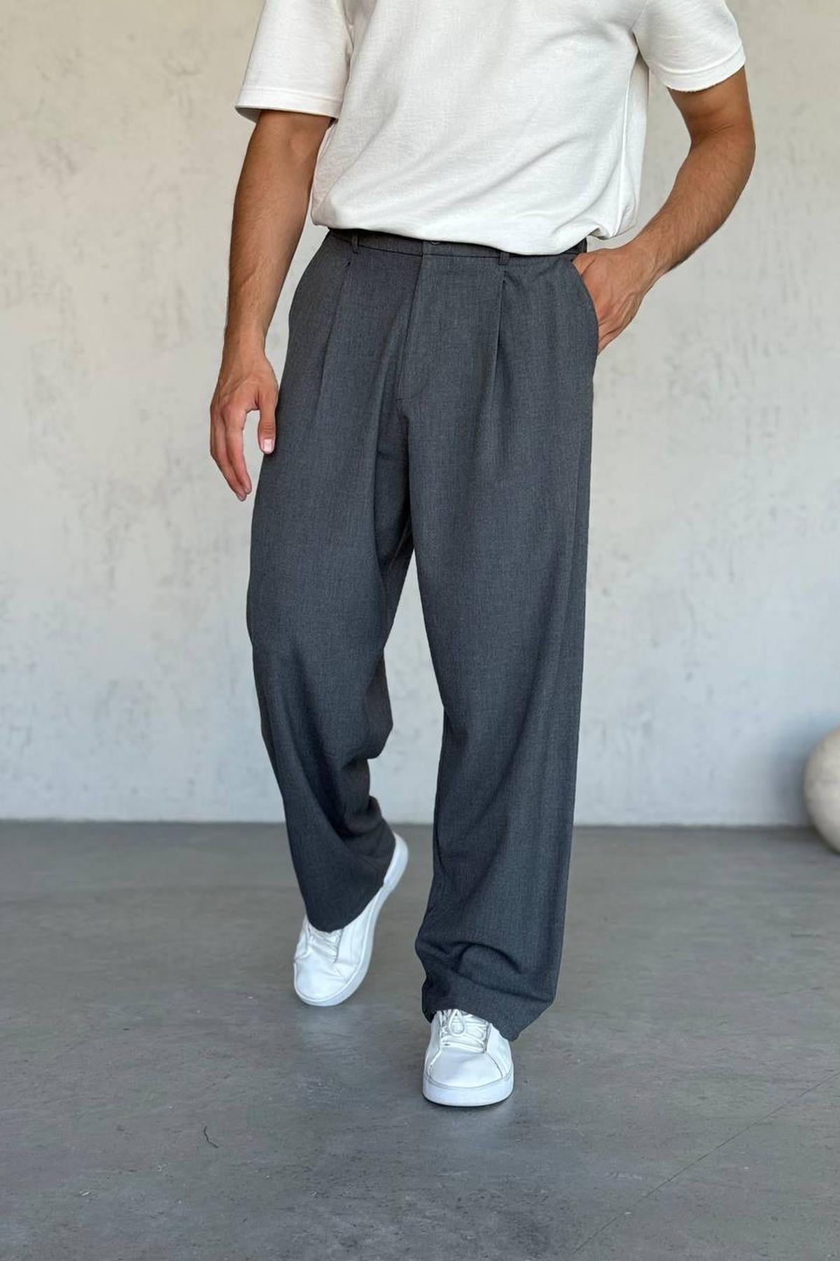 KORE KESİM EKSTRA BOL BAGGY PANTOLON GRİ