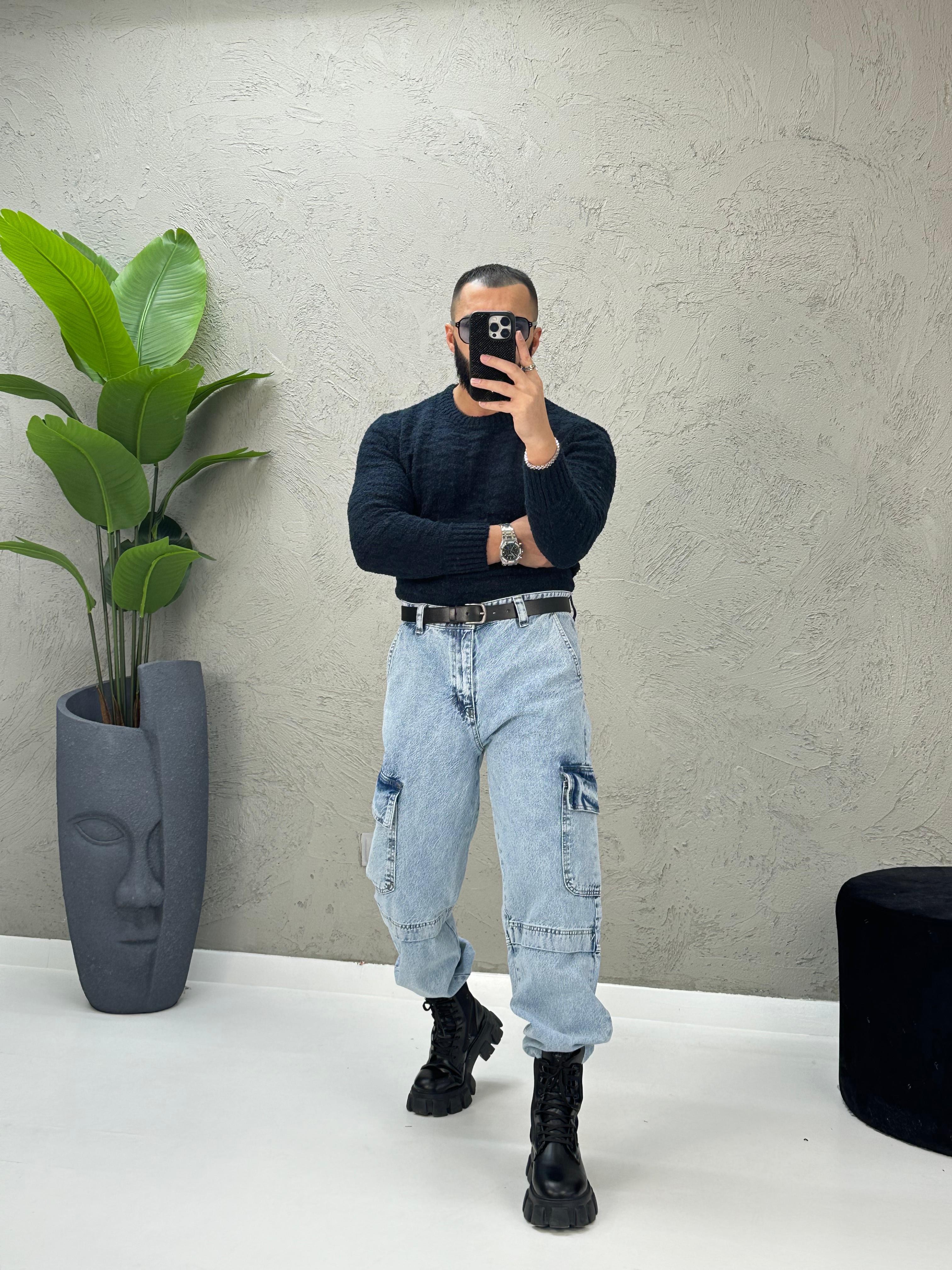 Lacivert Slimfit Yünlü Kazak