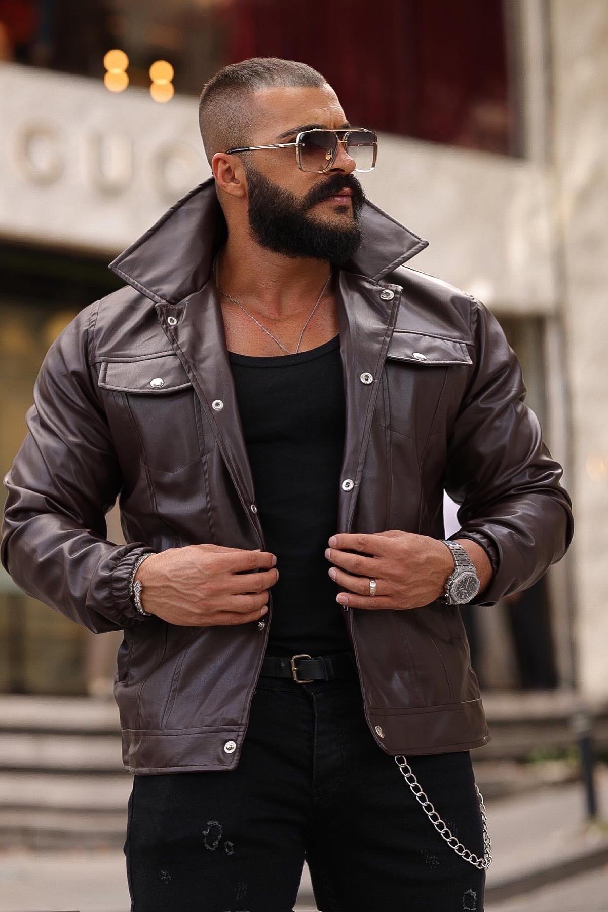 LVS DERİ CEKET ACI KAHVE