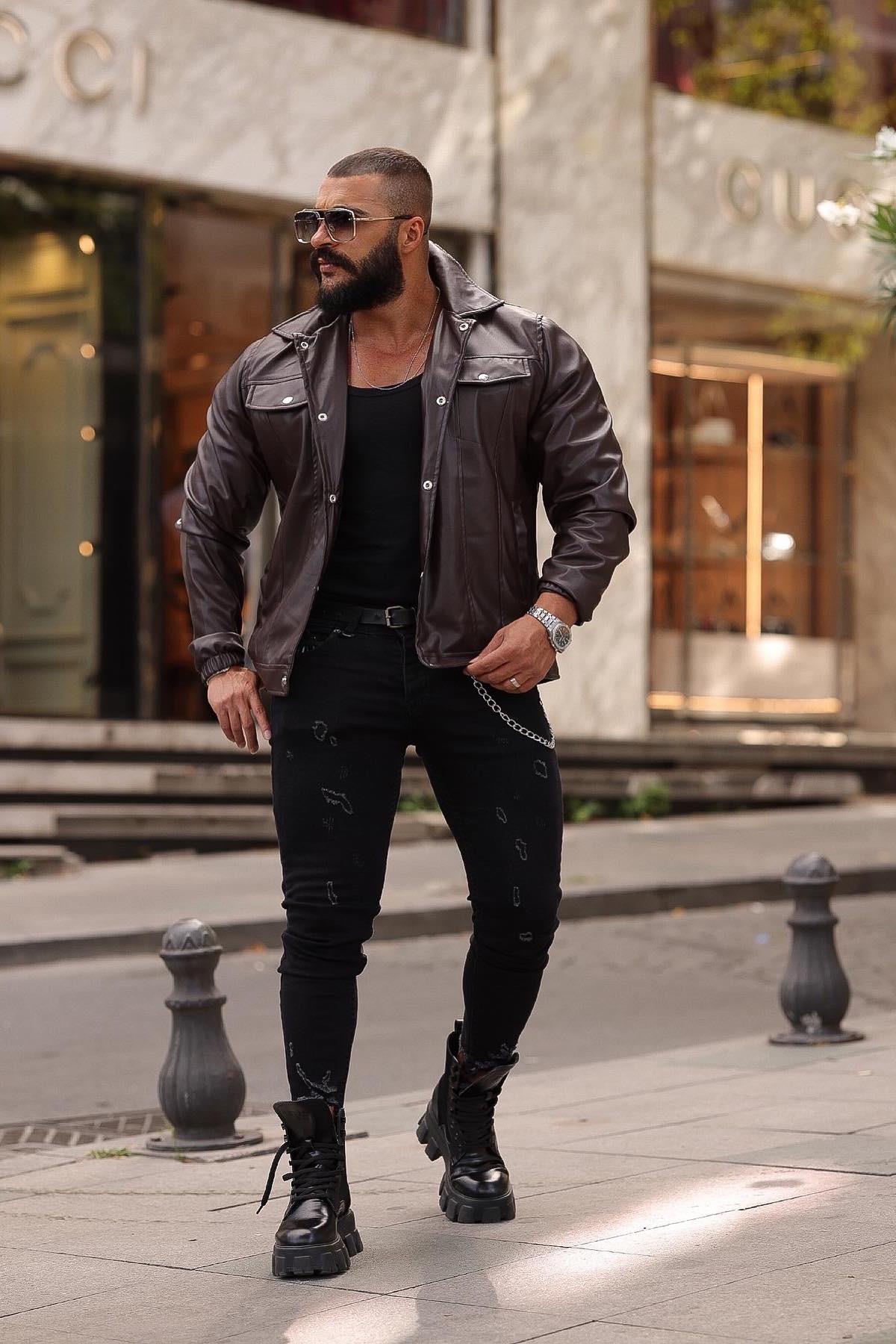 LVS DERİ CEKET ACI KAHVE