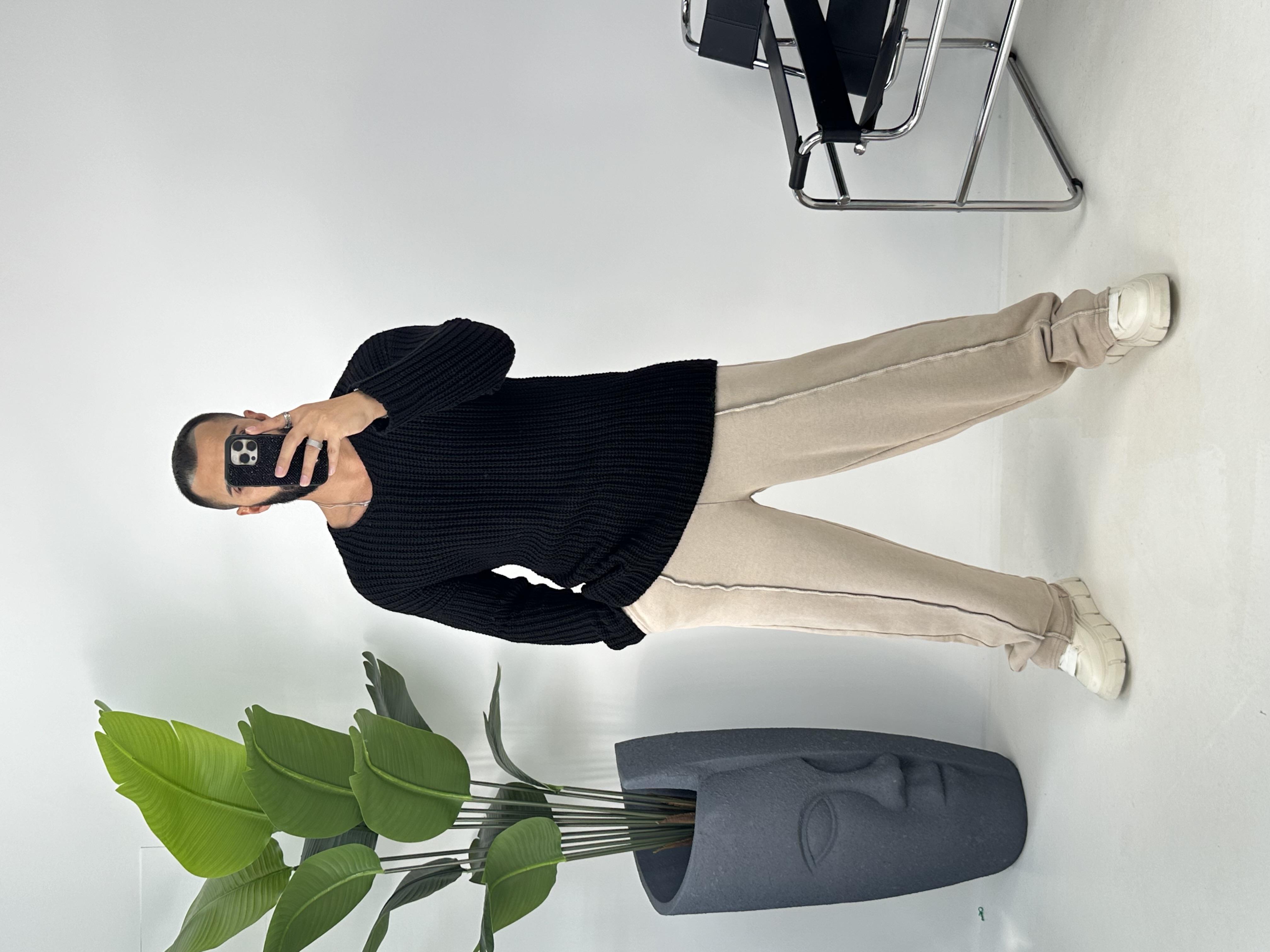 OVERSİZE ÖRME KAZAK SİYAH