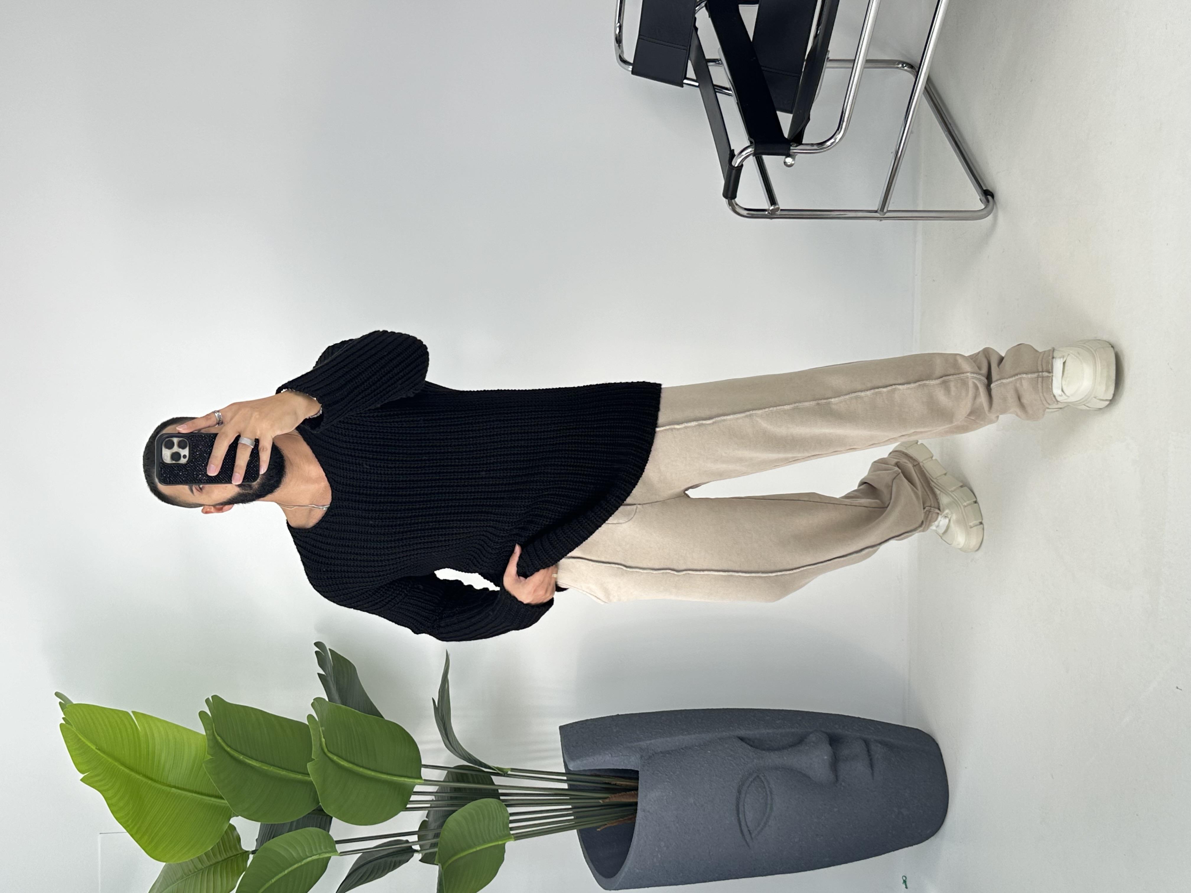 OVERSİZE ÖRME KAZAK SİYAH