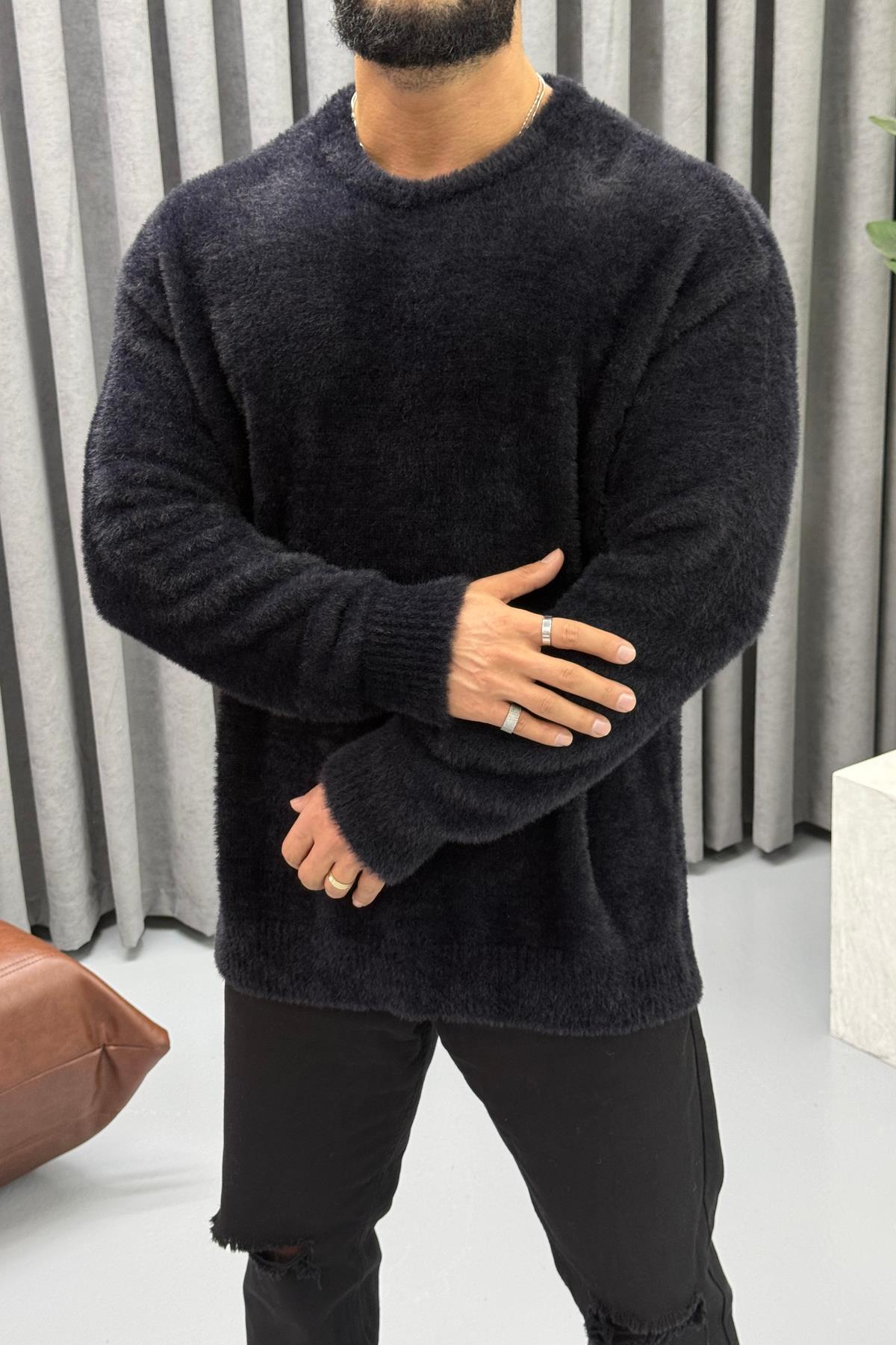 OVERSİZE SAKALLI KAZAK SİYAH