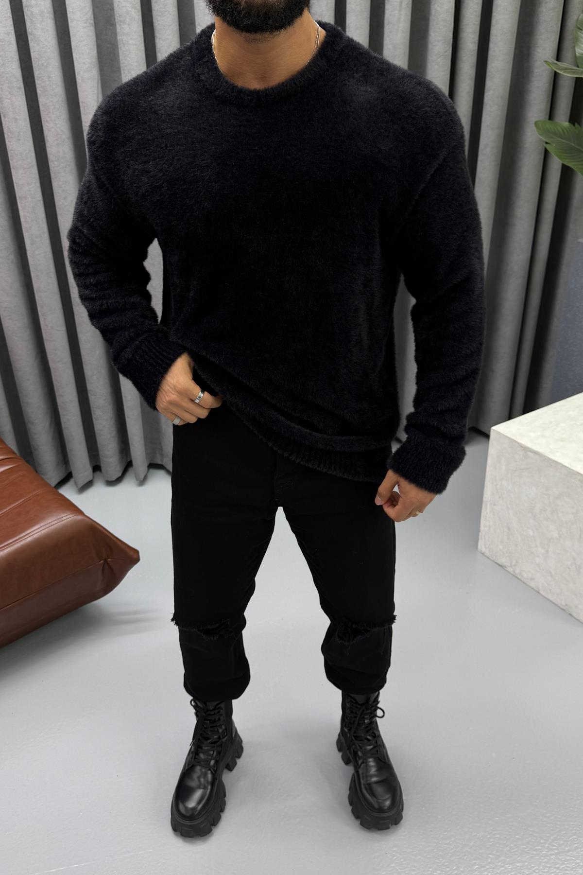 OVERSİZE SAKALLI KAZAK SİYAH