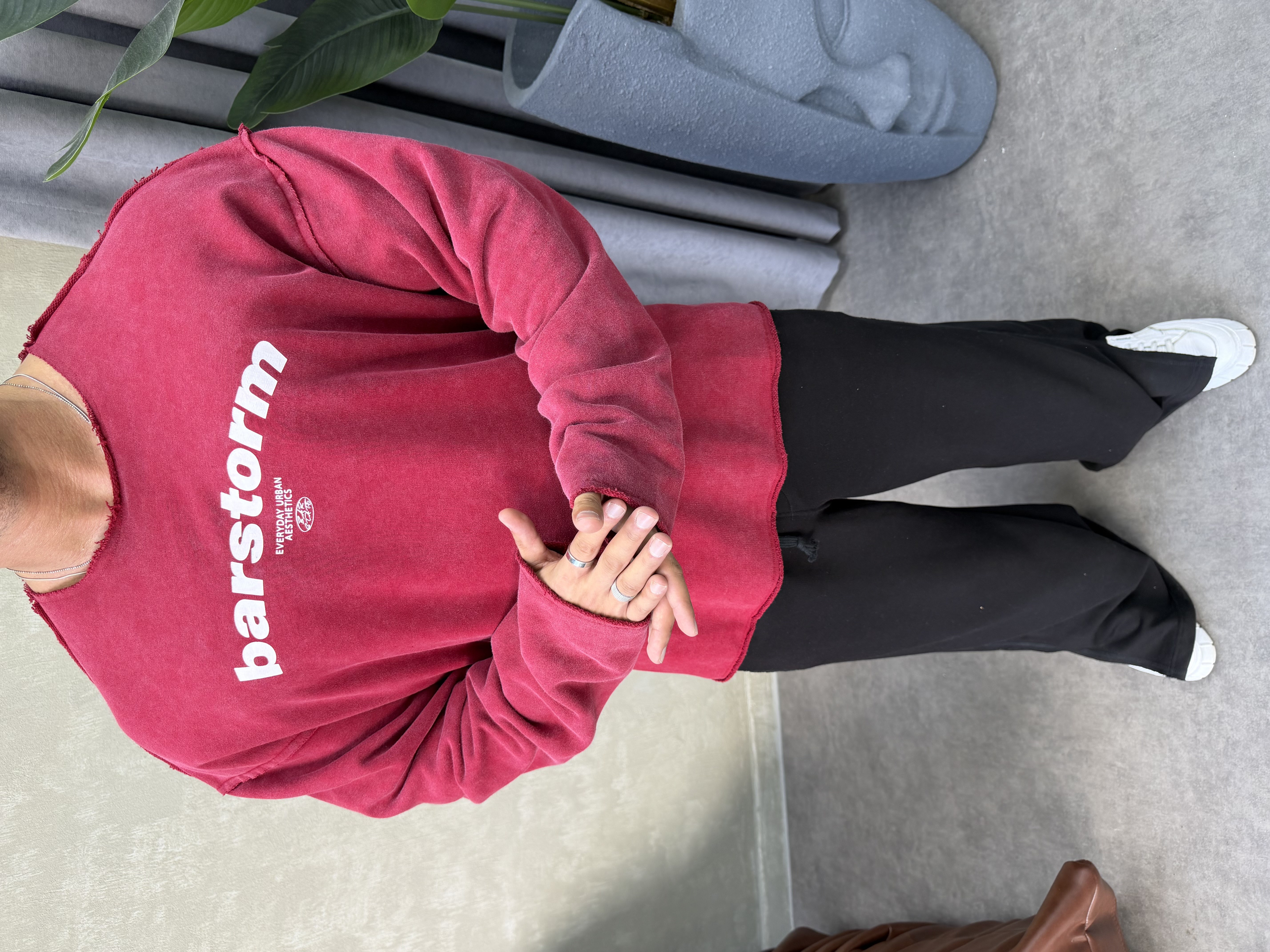 ÖZEL SERİ ÇİFT TARAFLI OVERSIZE SWEAT BORDO