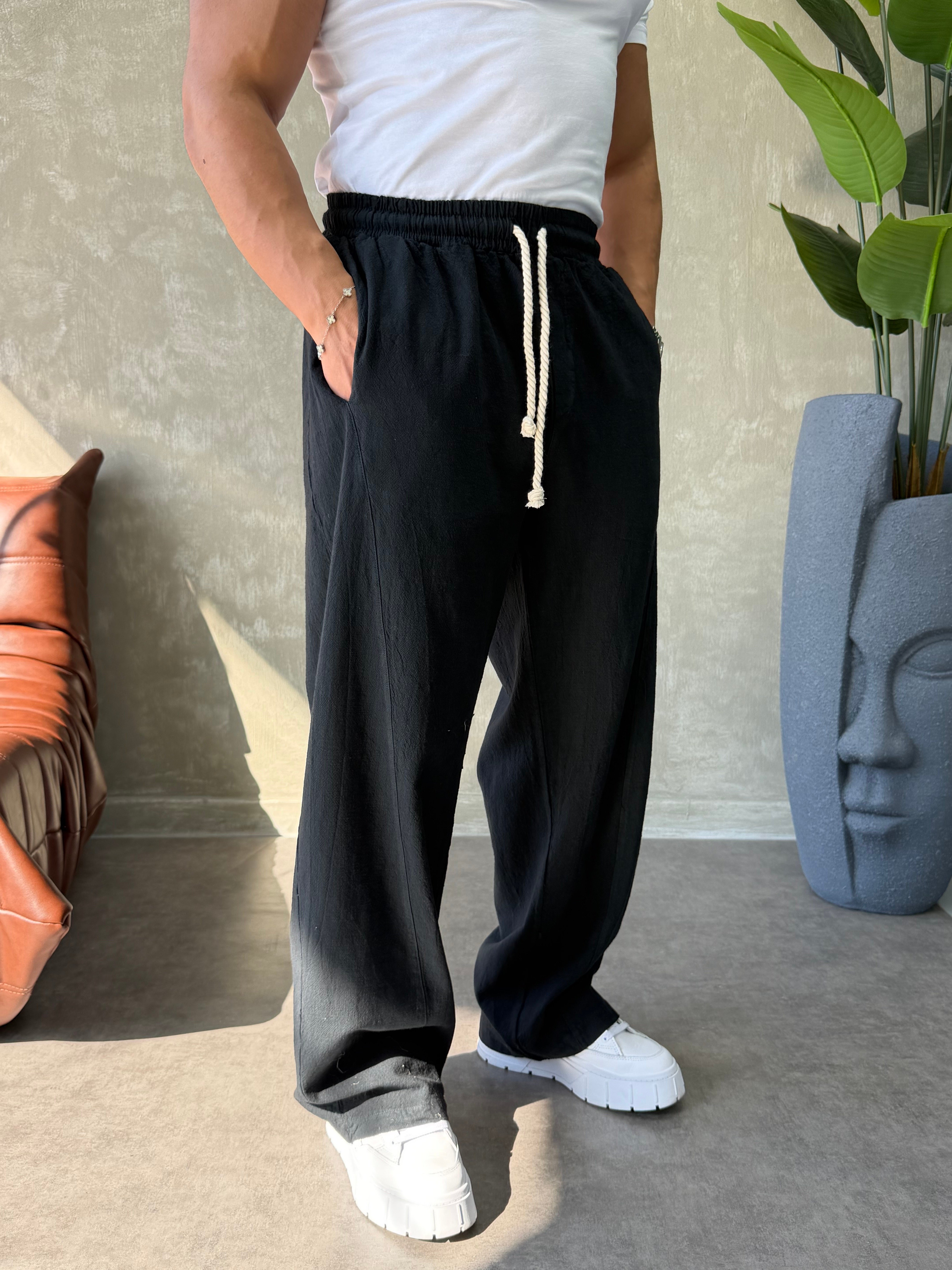 PREMIUM BAGGY KETEN PANTOLON SİYAH