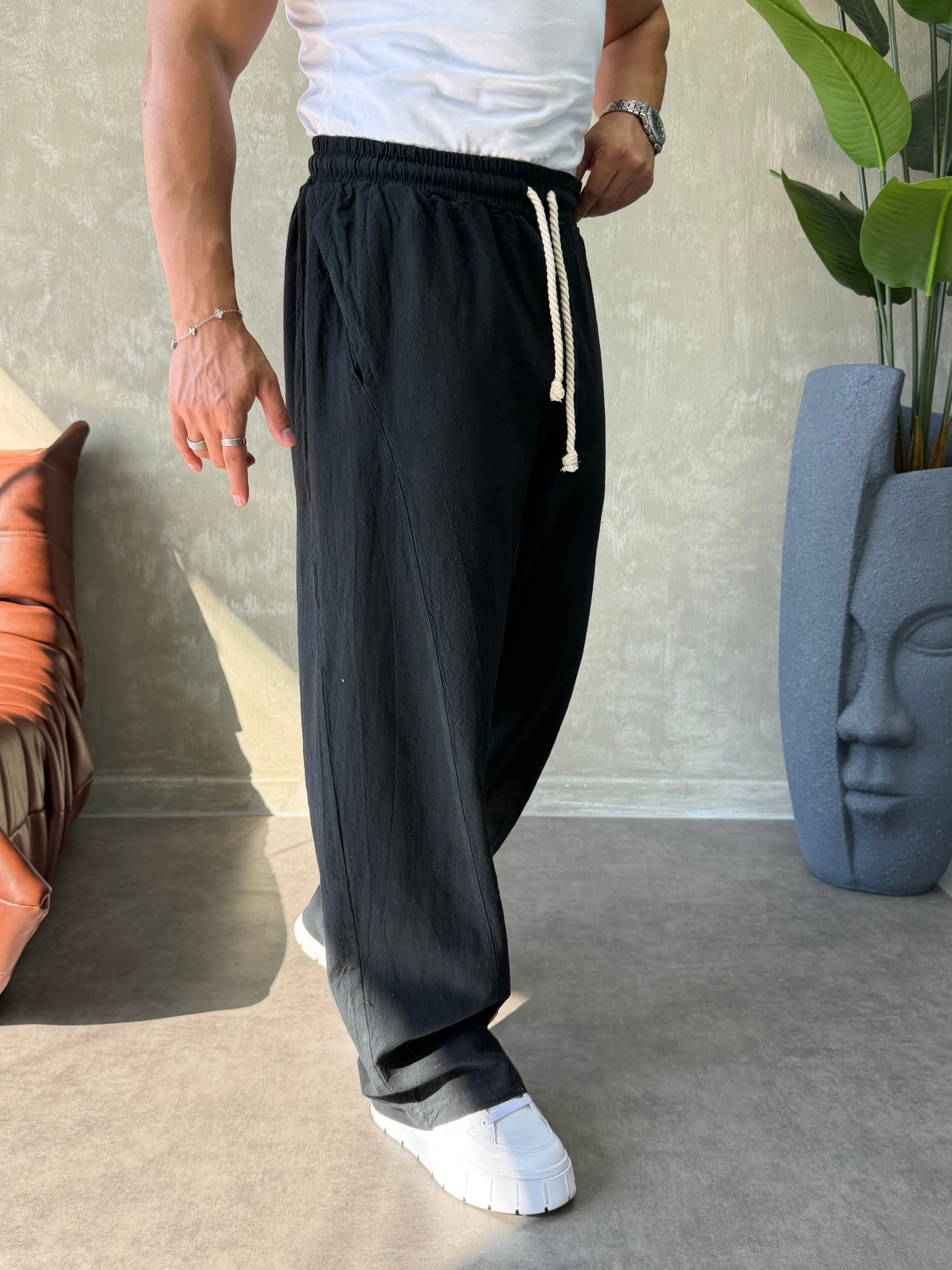 PREMIUM BAGGY KETEN PANTOLON SİYAH