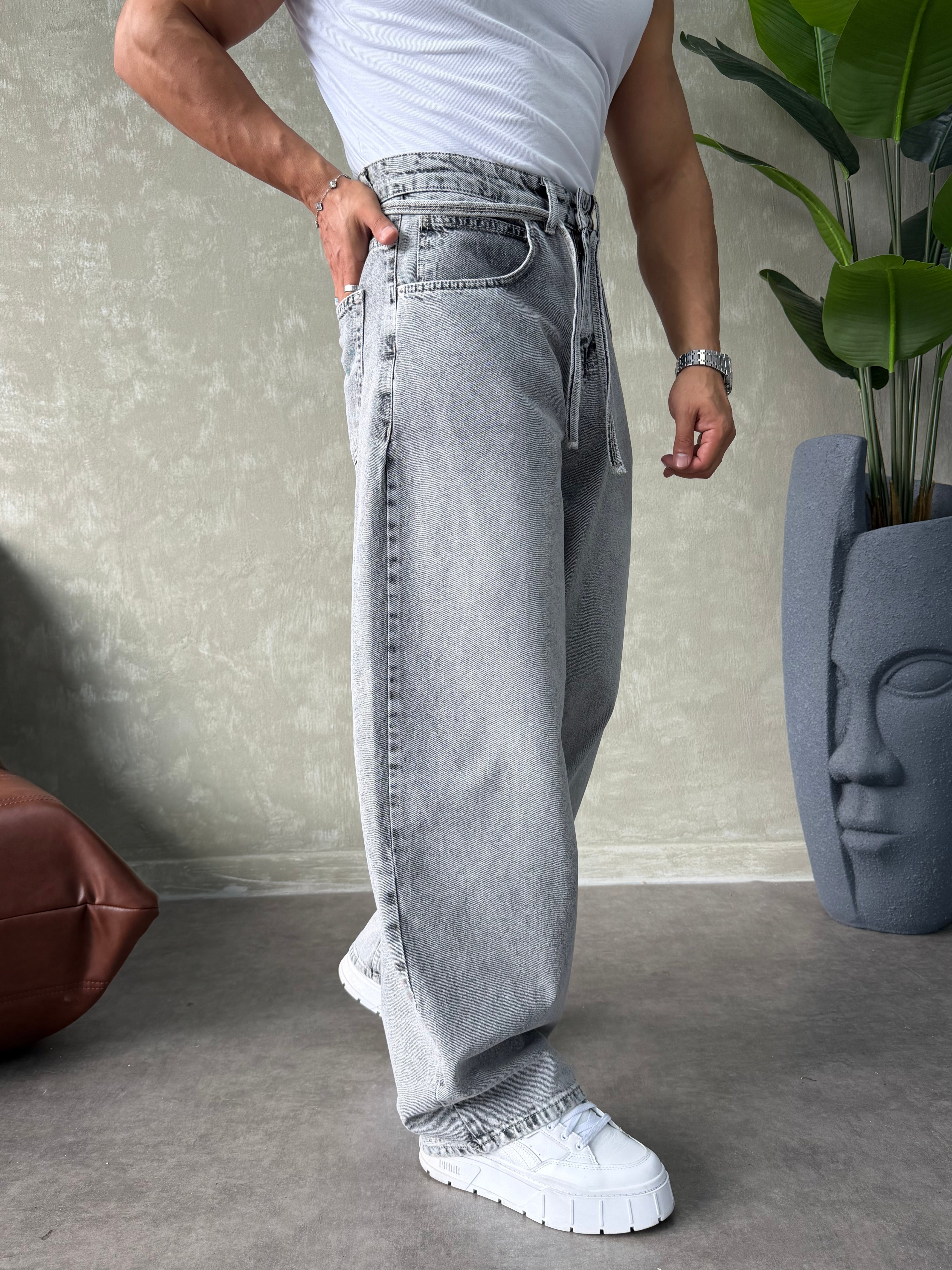 PREMIUM İP DETALI  BALON JEAN GRİ