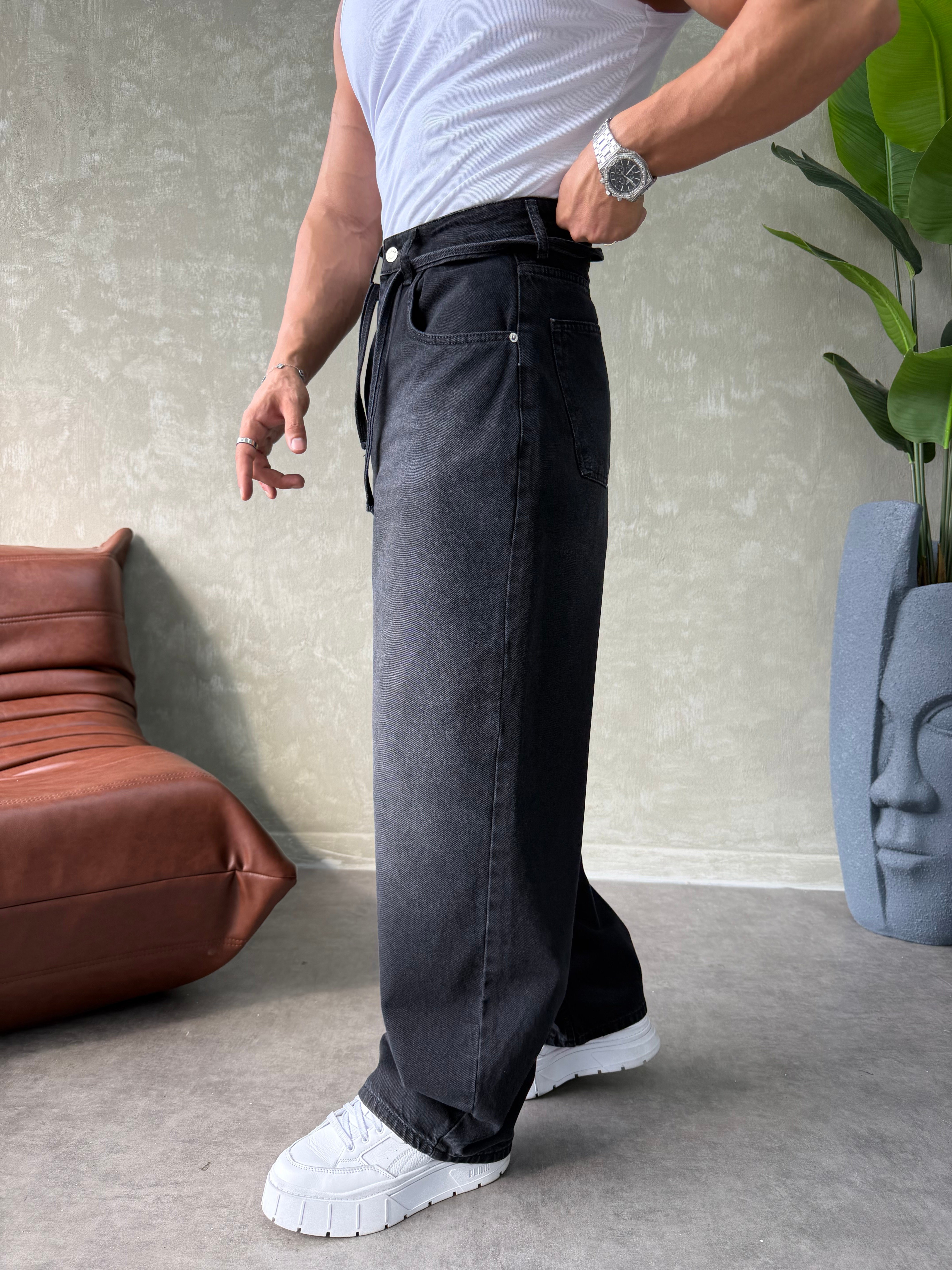 PREMIUM İP DETALI  BALON JEAN SİYAH