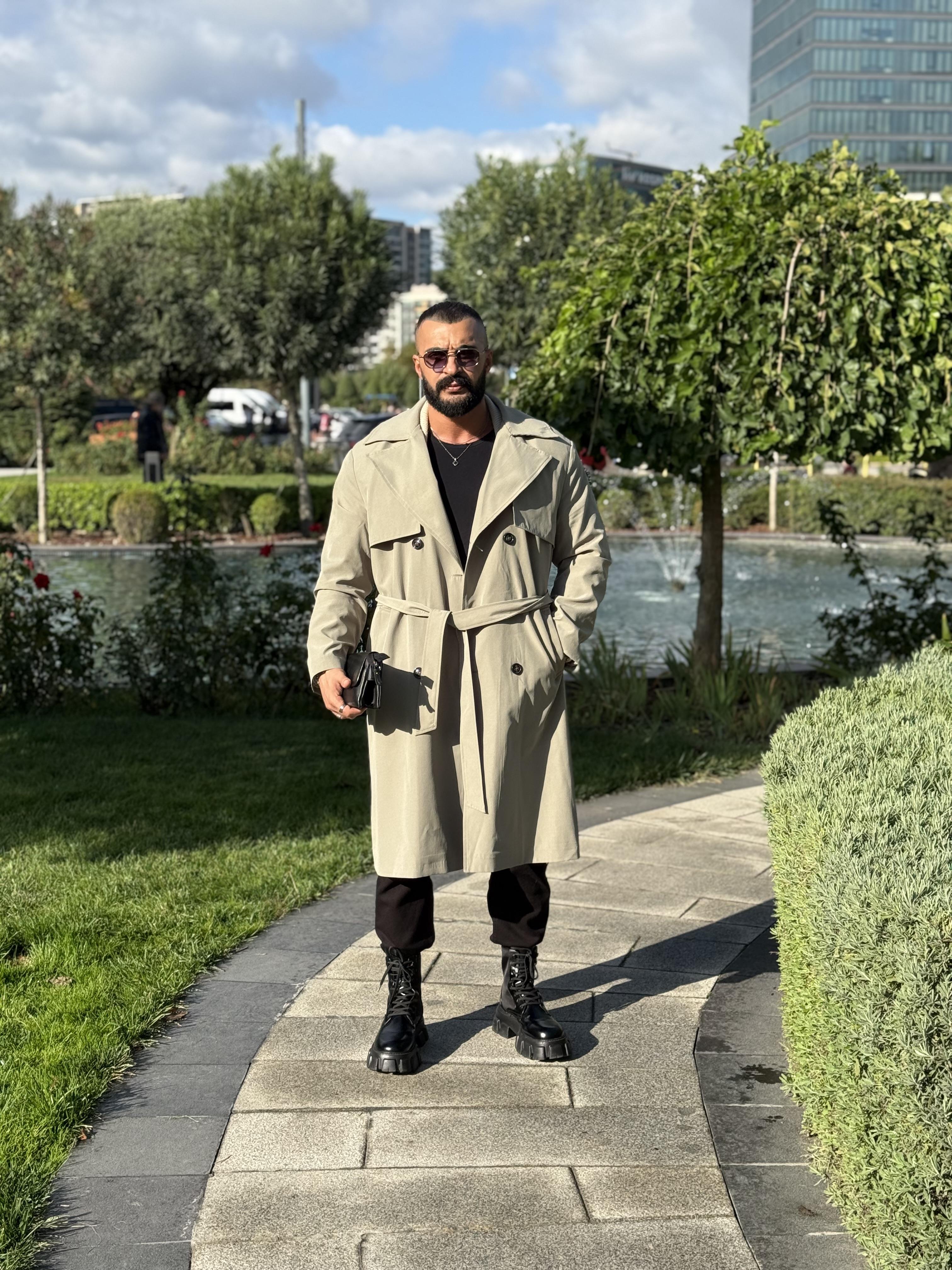 PREMİUM KALİTE KEMERLİ TRENCKOT HAKİ