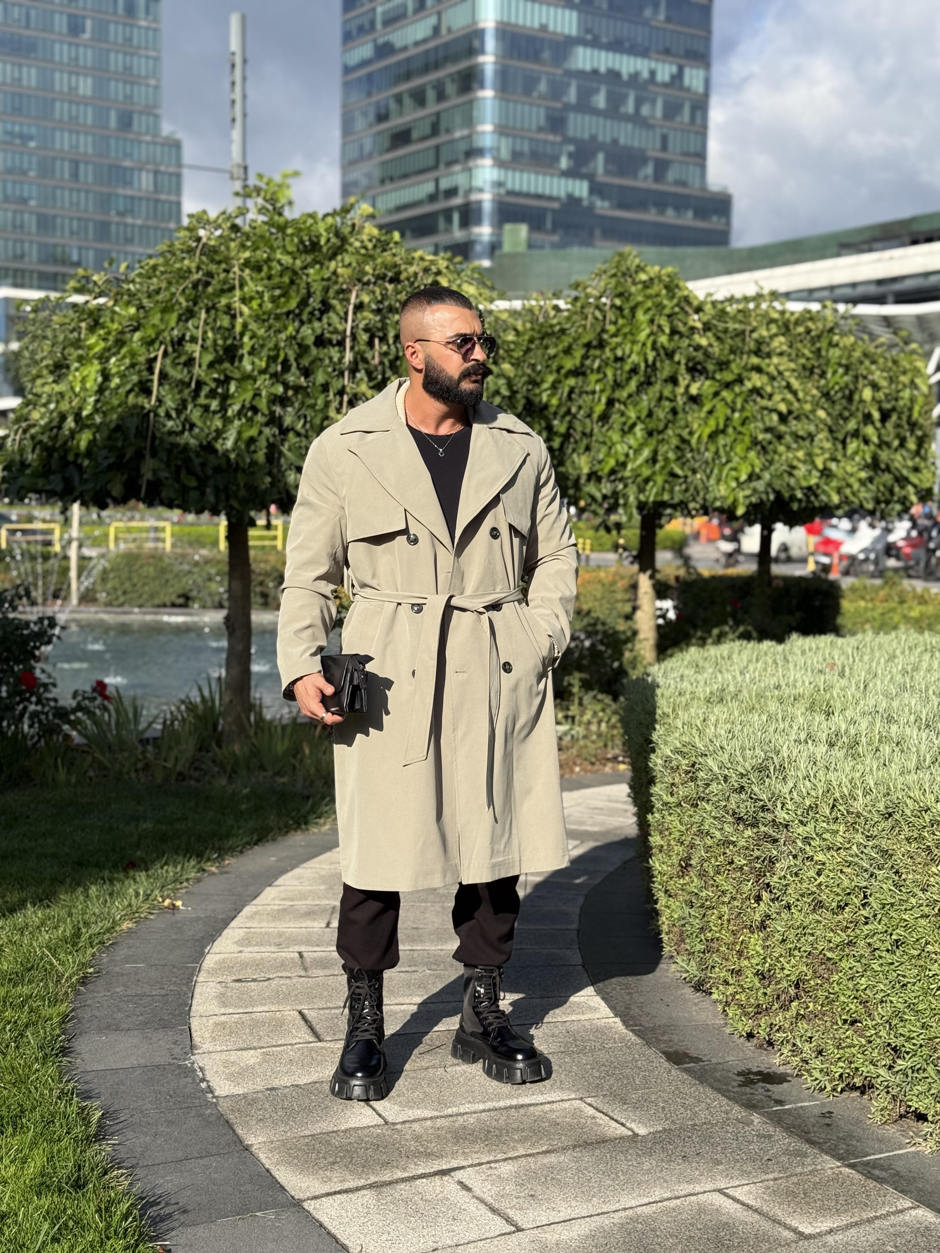 PREMİUM KALİTE KEMERLİ TRENCKOT HAKİ