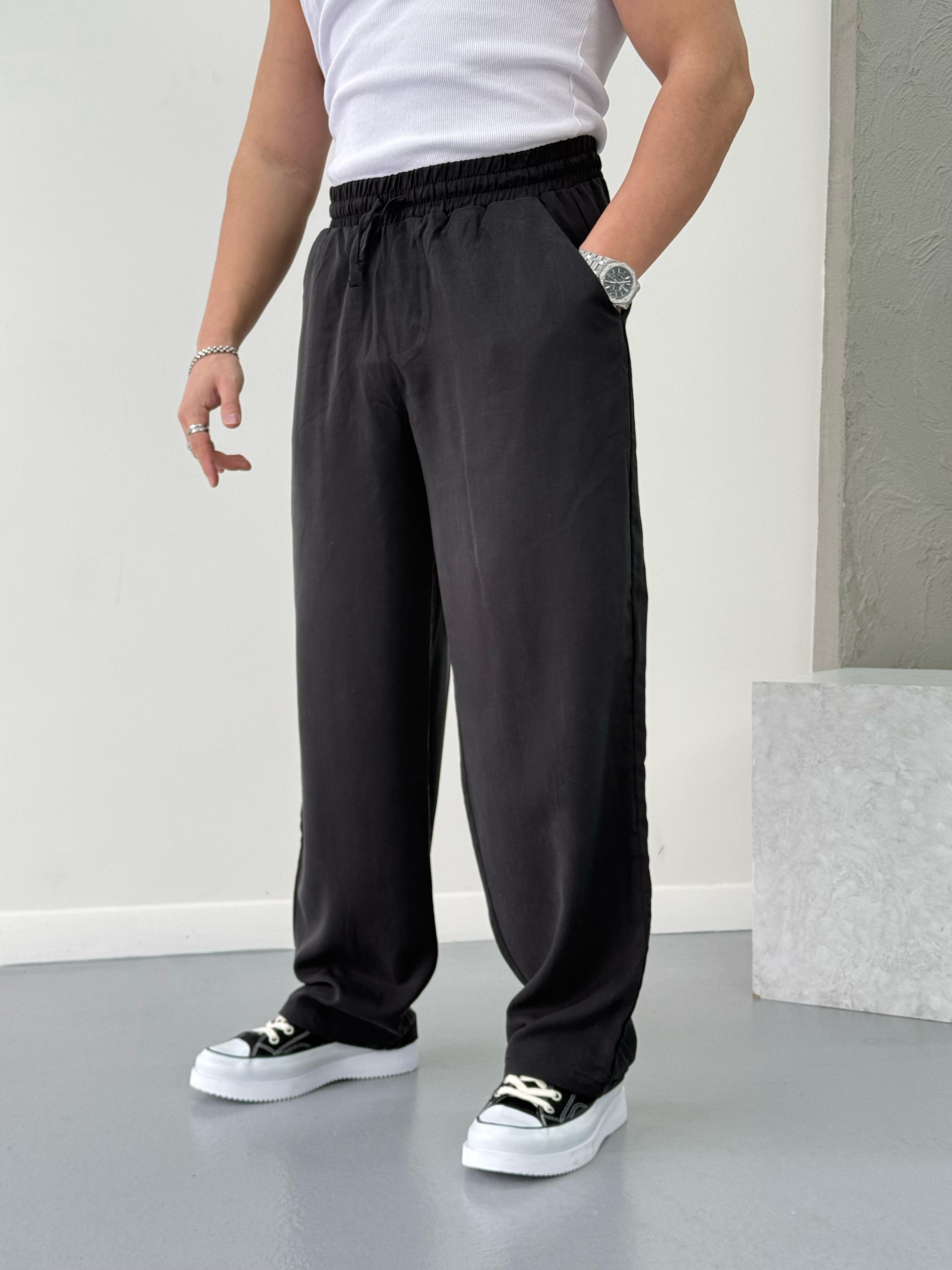 Premium Kumaş Baggy Pantolon Siyah