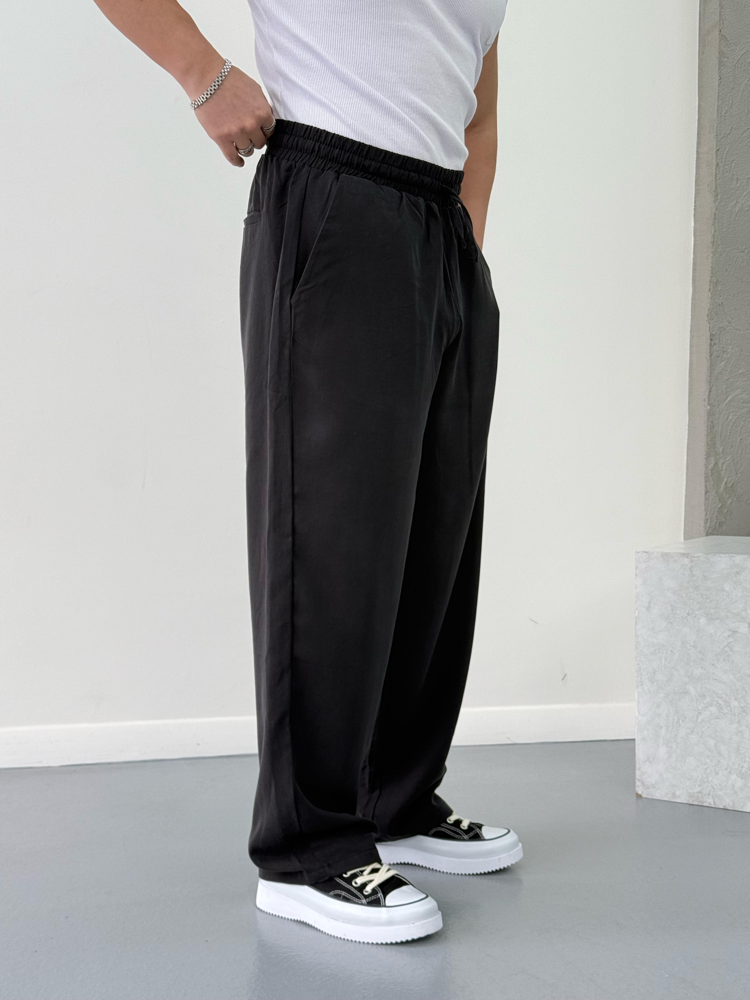 Premium Kumaş Baggy Pantolon Siyah
