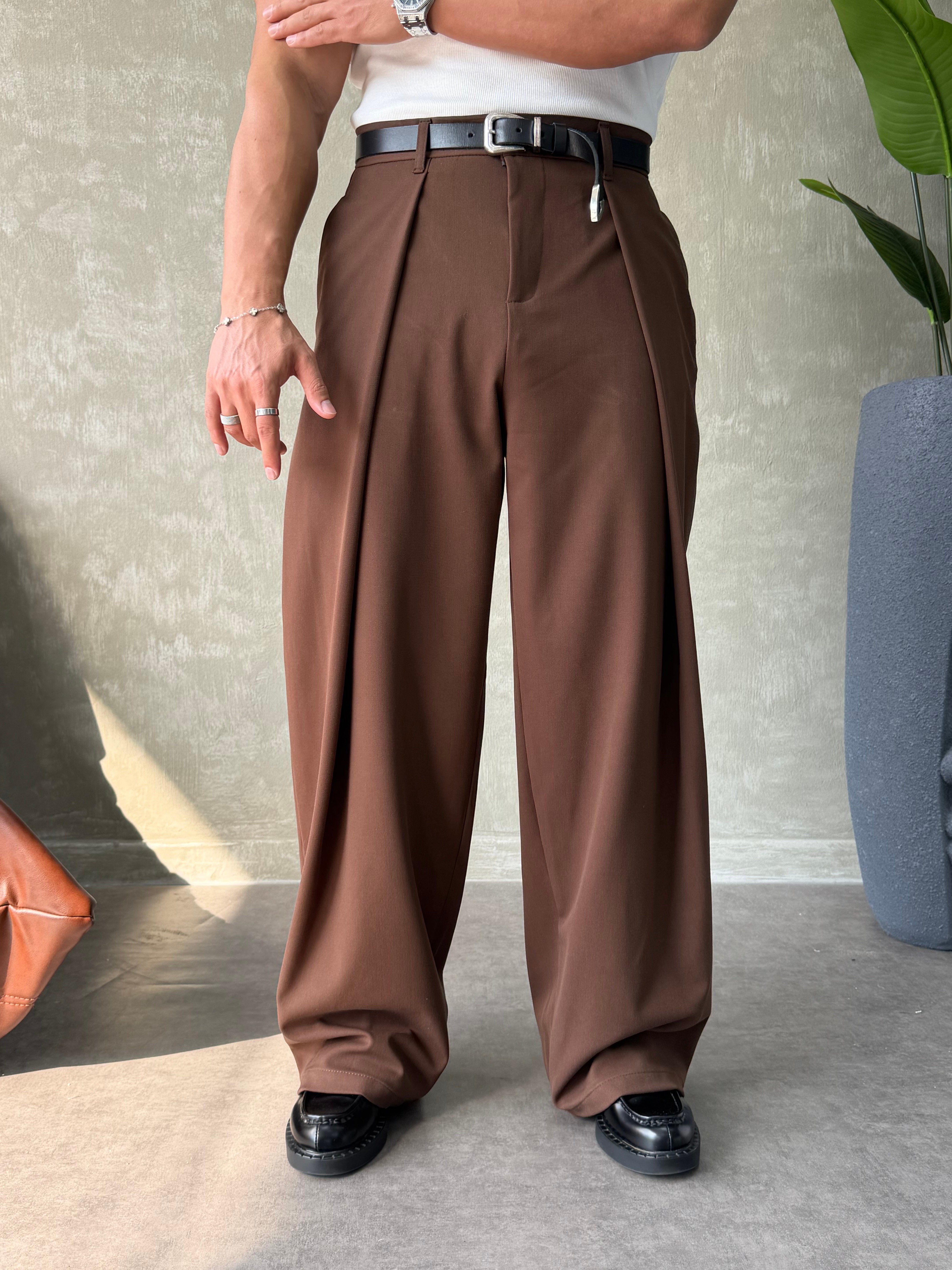 PREMIUM KUMAŞ KORE KESİM PANTOLON KAHVERENGİ