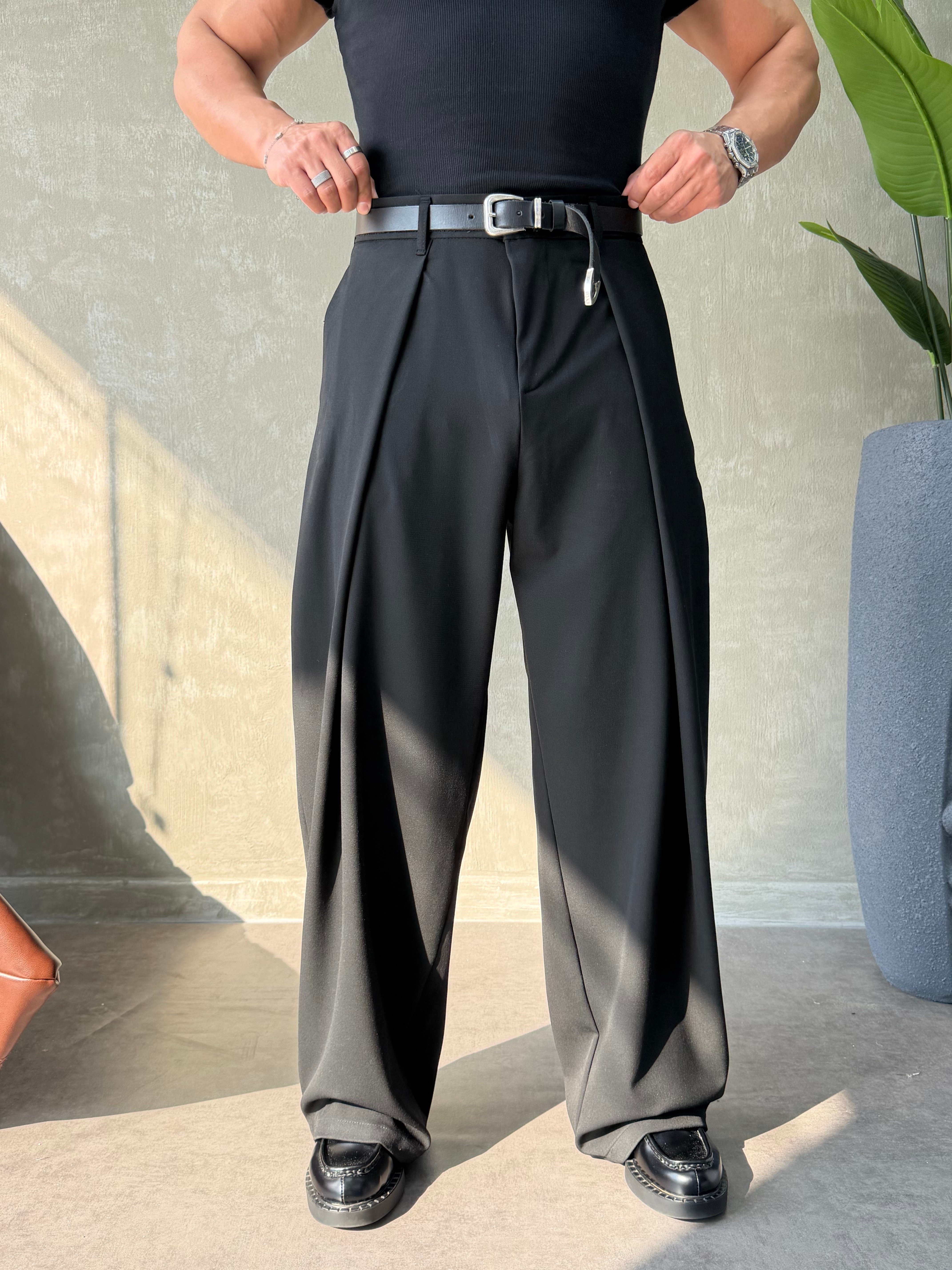 PREMIUM KUMAŞ KORE KESİM PANTOLON SİYAH
