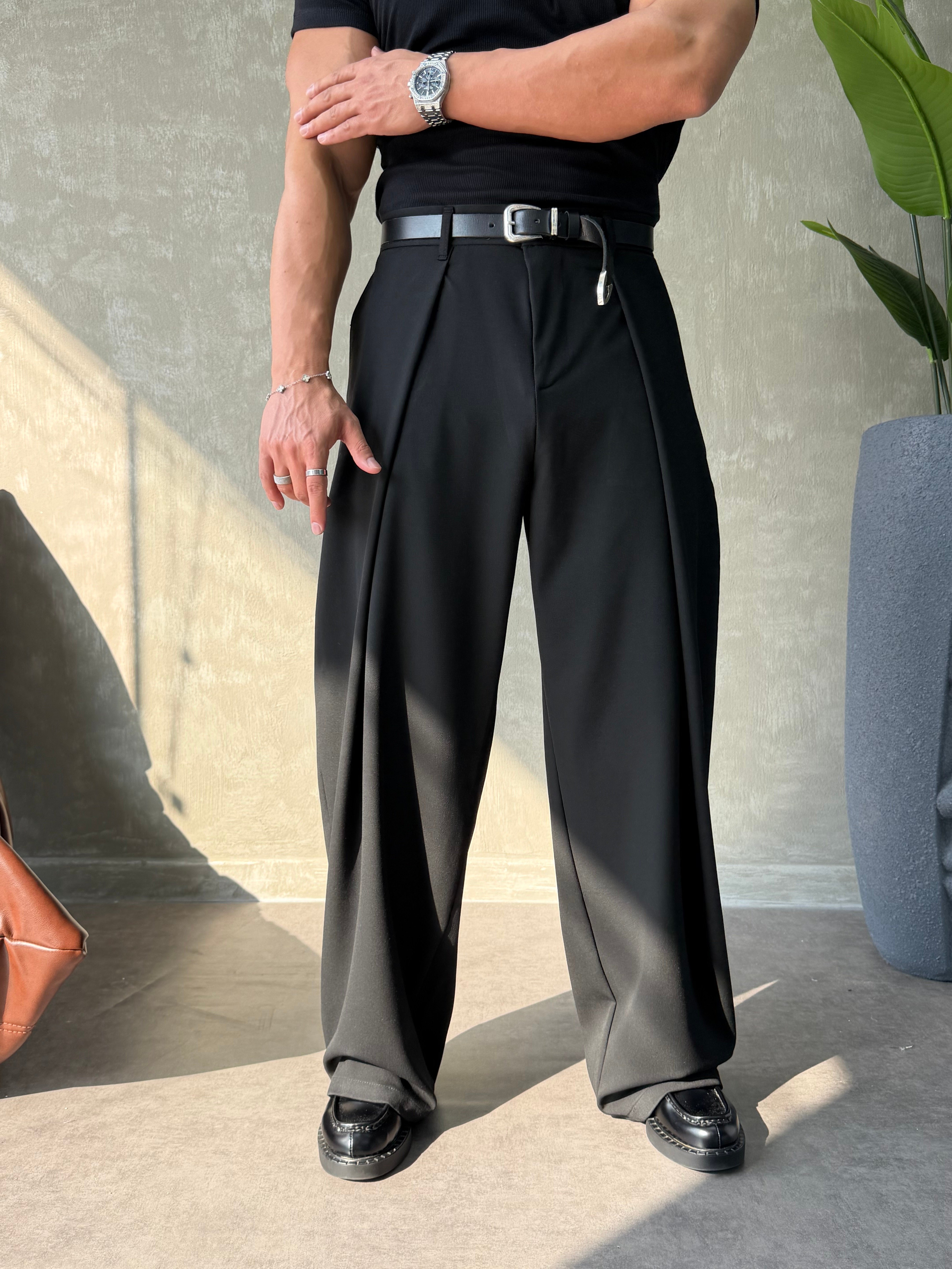 PREMIUM KUMAŞ KORE KESİM PANTOLON SİYAH