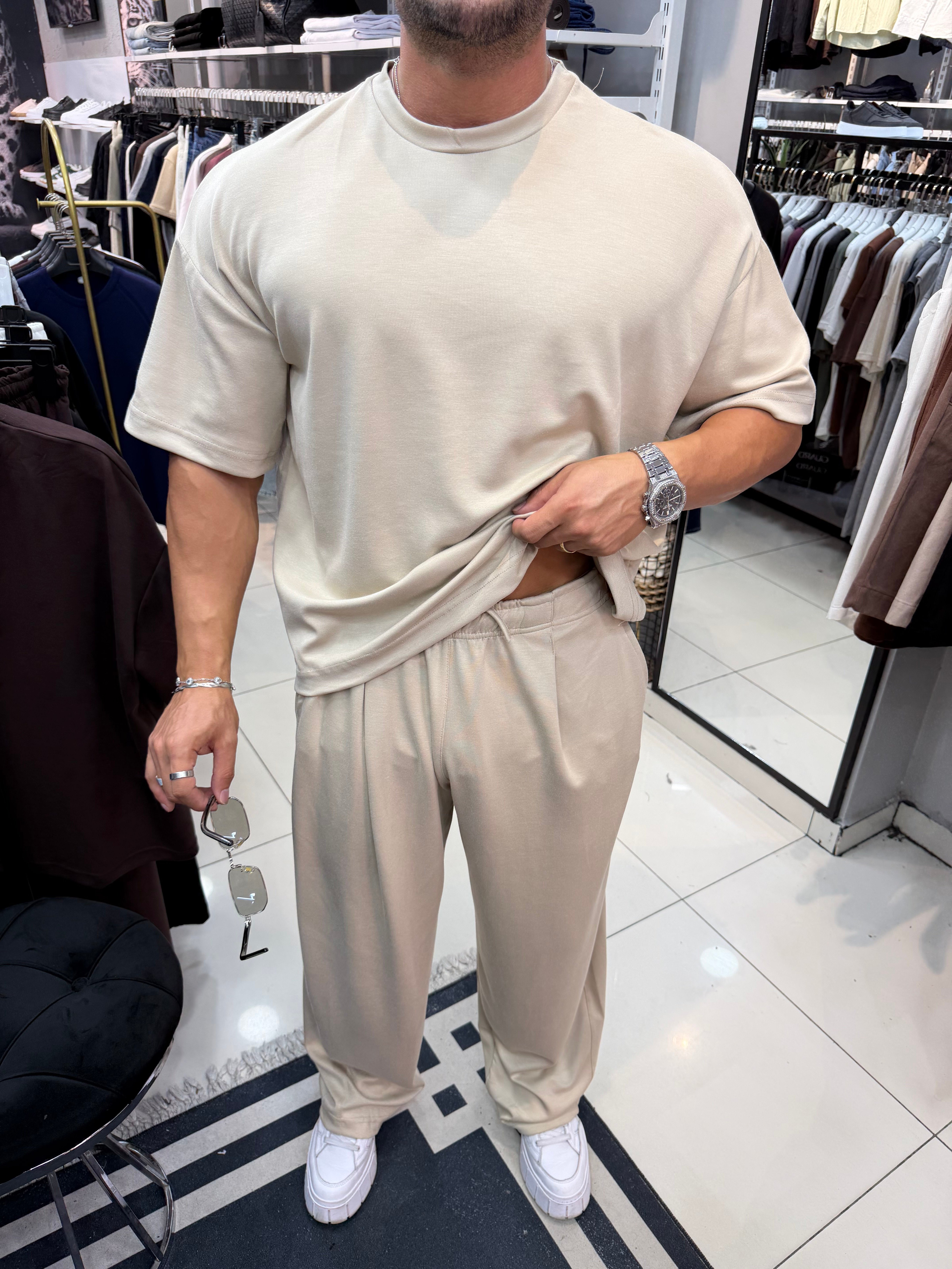 PREMIUM OVERSIZE OYSHO KUMAŞ TAKIM BEJ