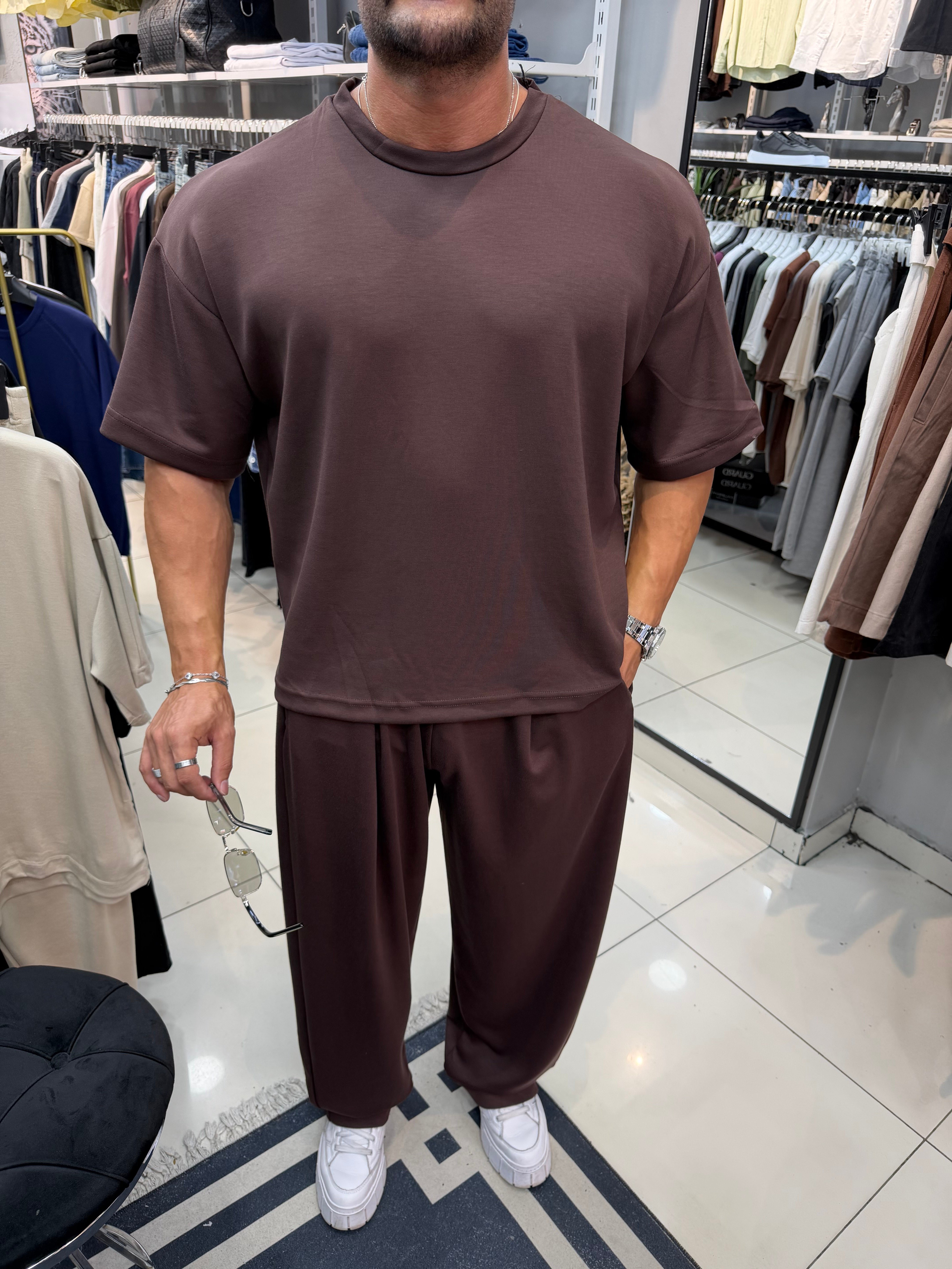 PREMIUM OVERSIZE OYSHO KUMAŞ TAKIM KAHVERENGİ