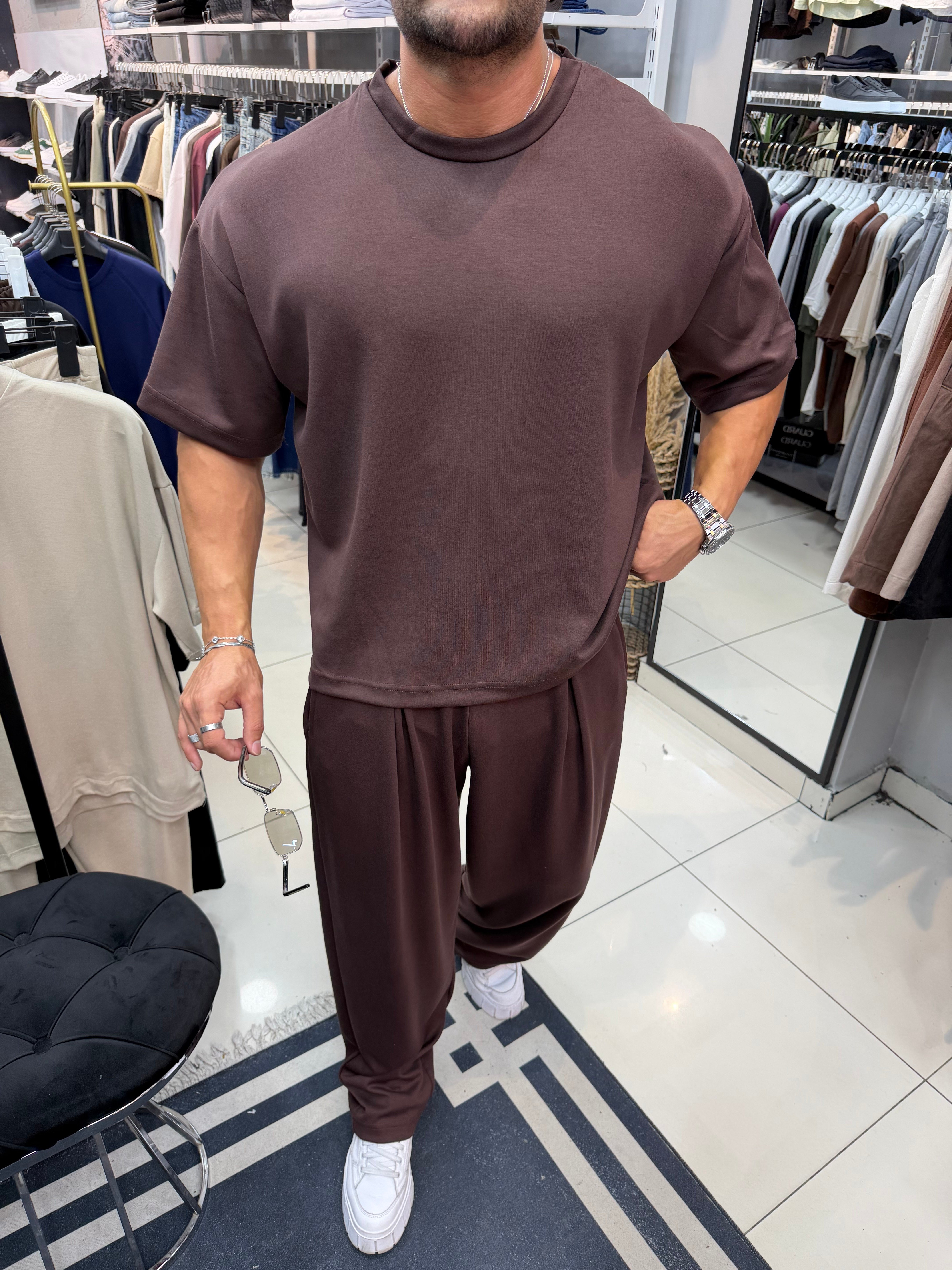 PREMIUM OVERSIZE OYSHO KUMAŞ TAKIM KAHVERENGİ