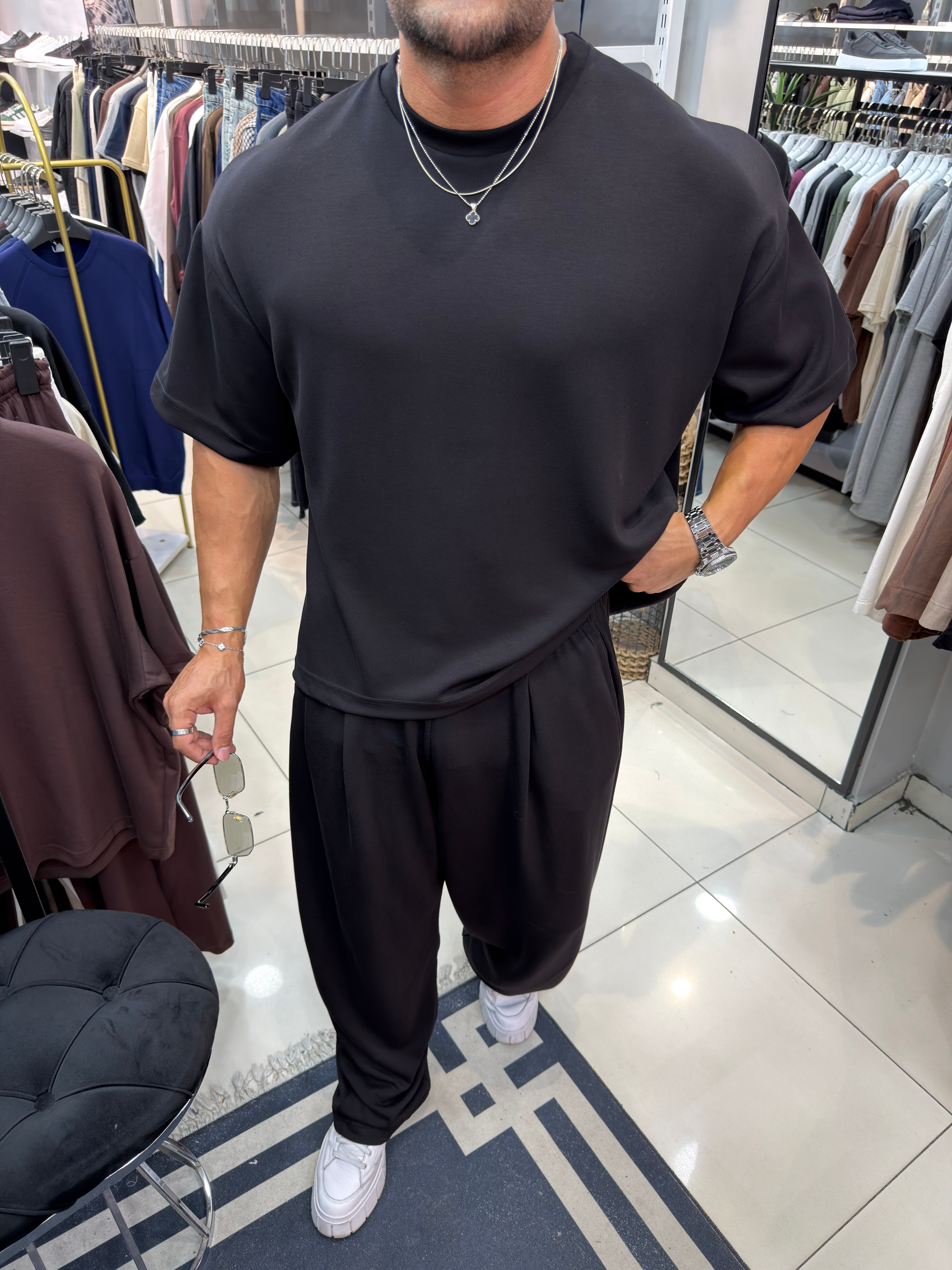 PREMIUM OVERSIZE OYSHO KUMAŞ TAKIM SİYAH