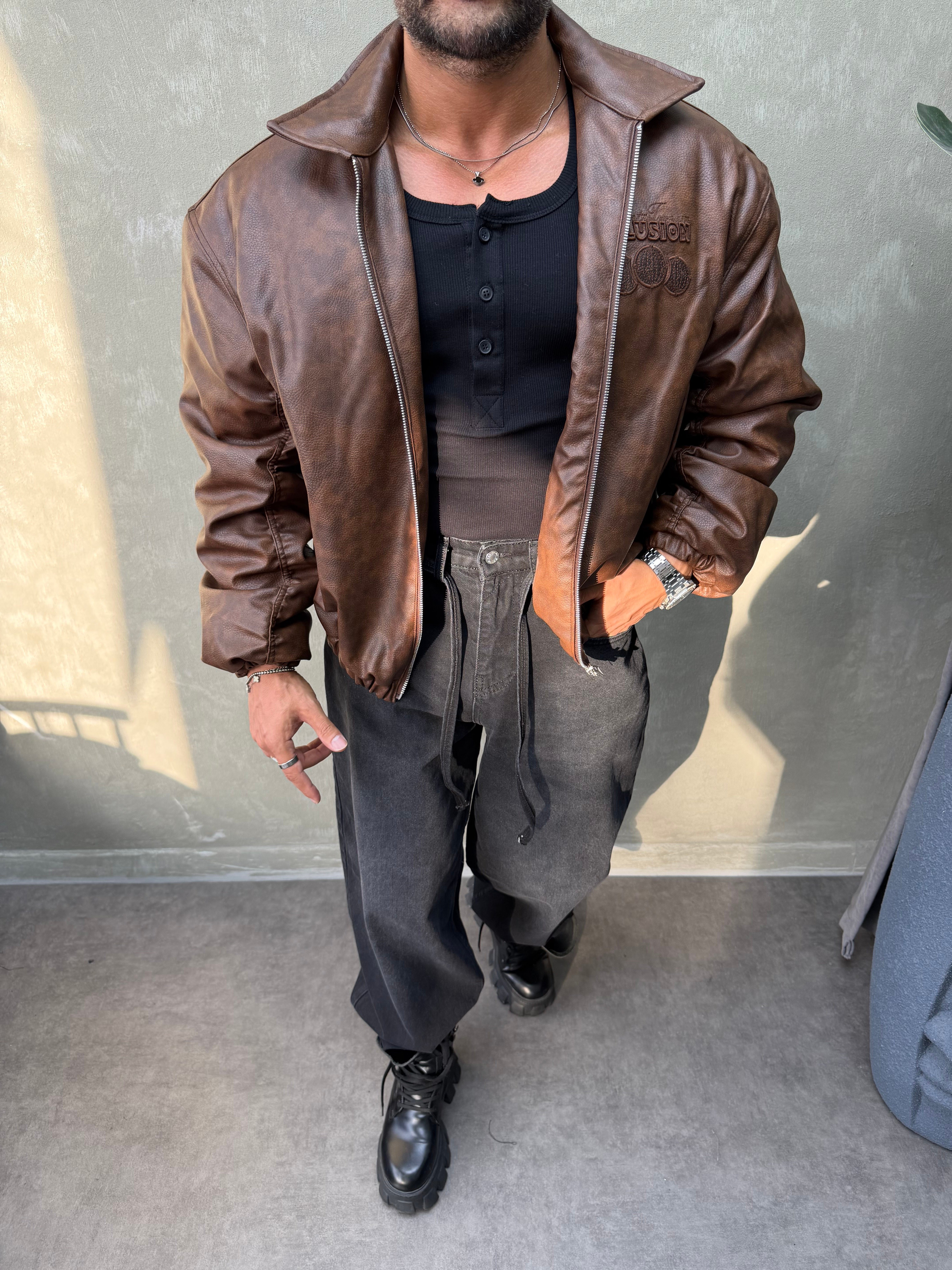 PREMIUM SERİ OVERSIZE BOMBER MONT KAHVERENGİ 