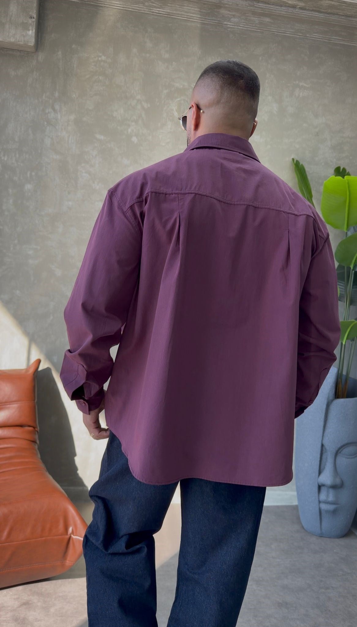 PREMİUM SERİ OVERSİZE CEP DETAYLI GÖMLEK BORDO