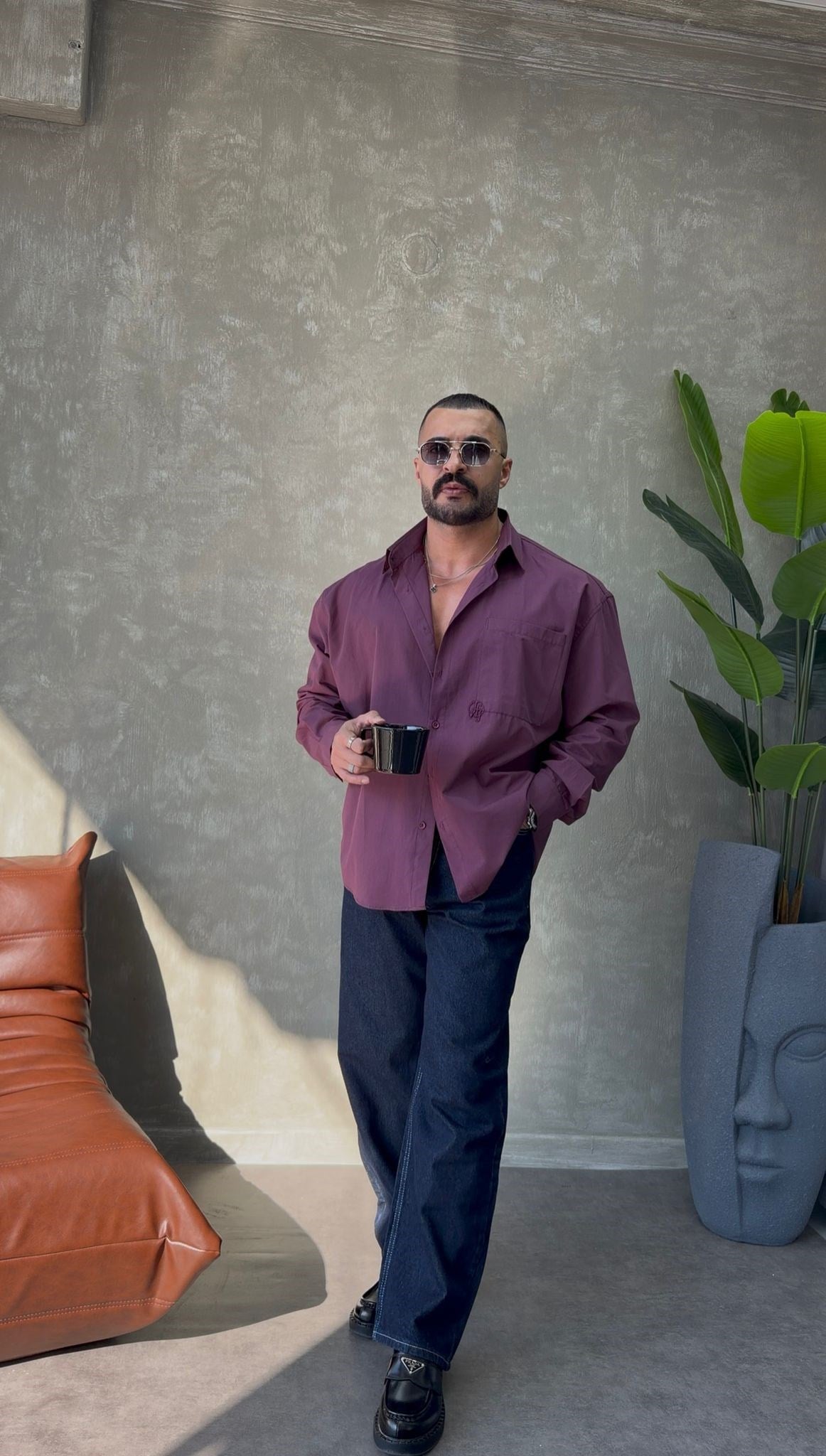 PREMİUM SERİ OVERSİZE CEP DETAYLI GÖMLEK BORDO