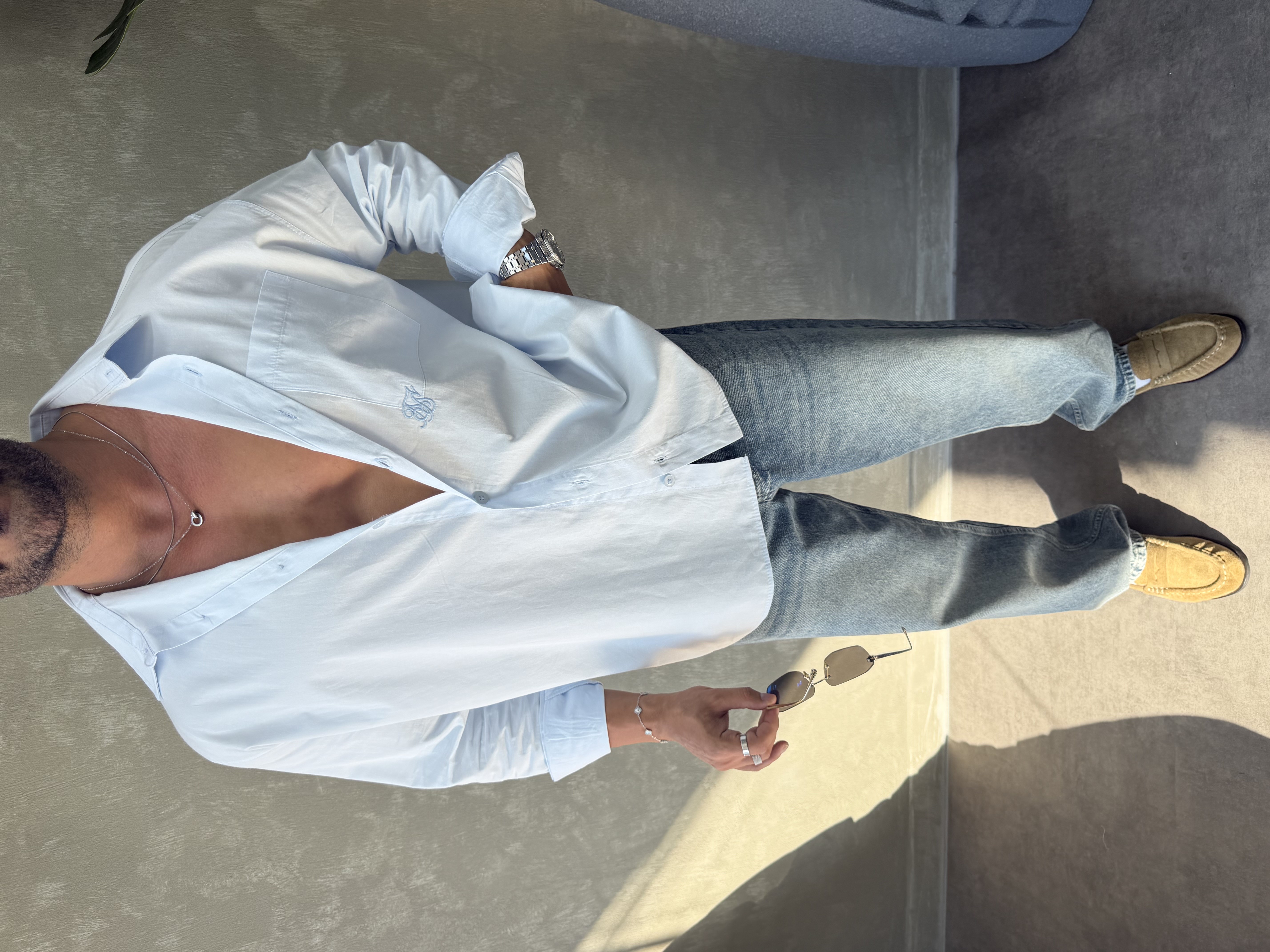 PREMIUM SERİ OVERSİZE GÖMLEK BEBE MAVİSİ