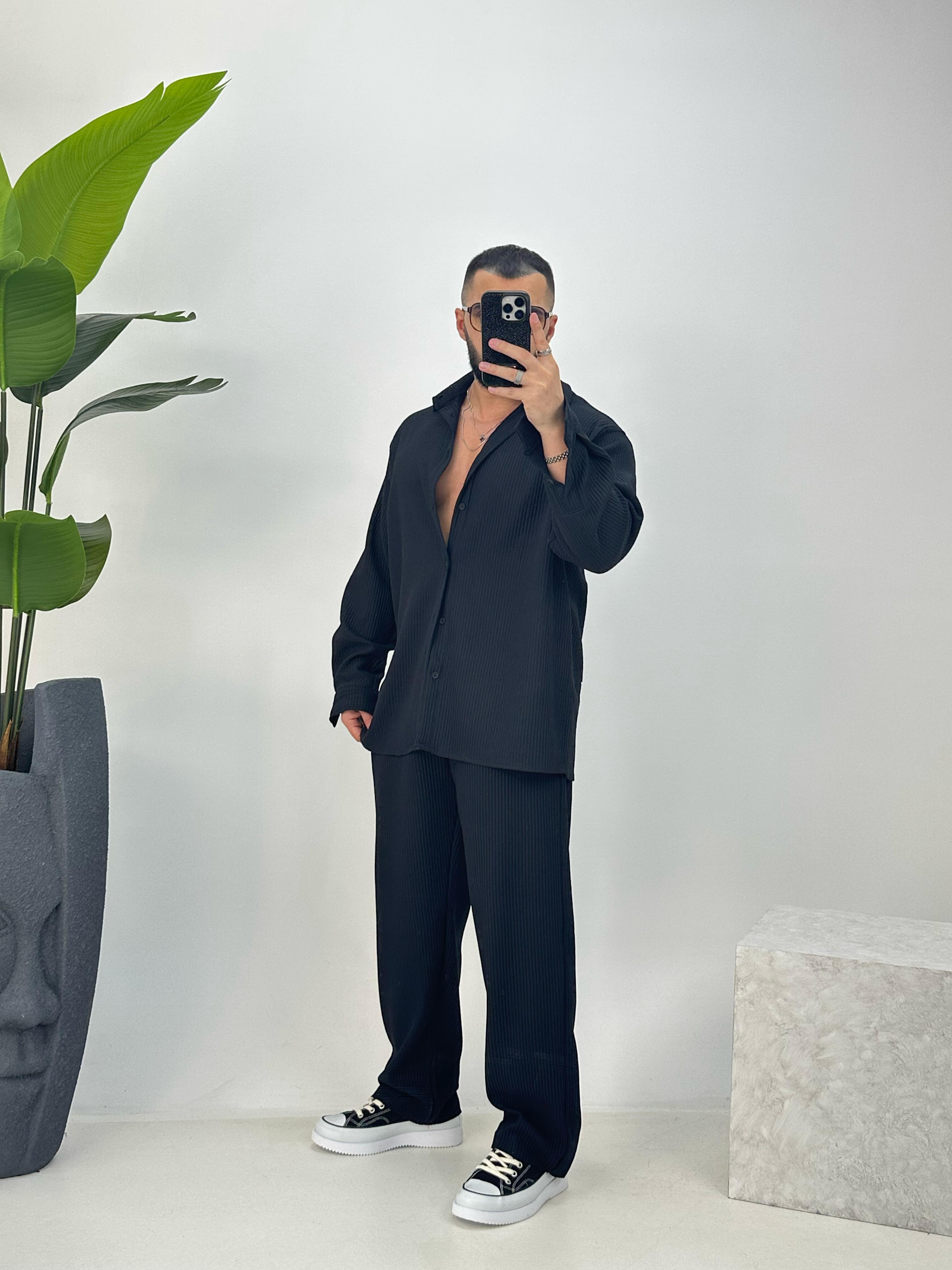 Premium Seri Oversize Modal Kumaş Alt Üst Takım Siyah