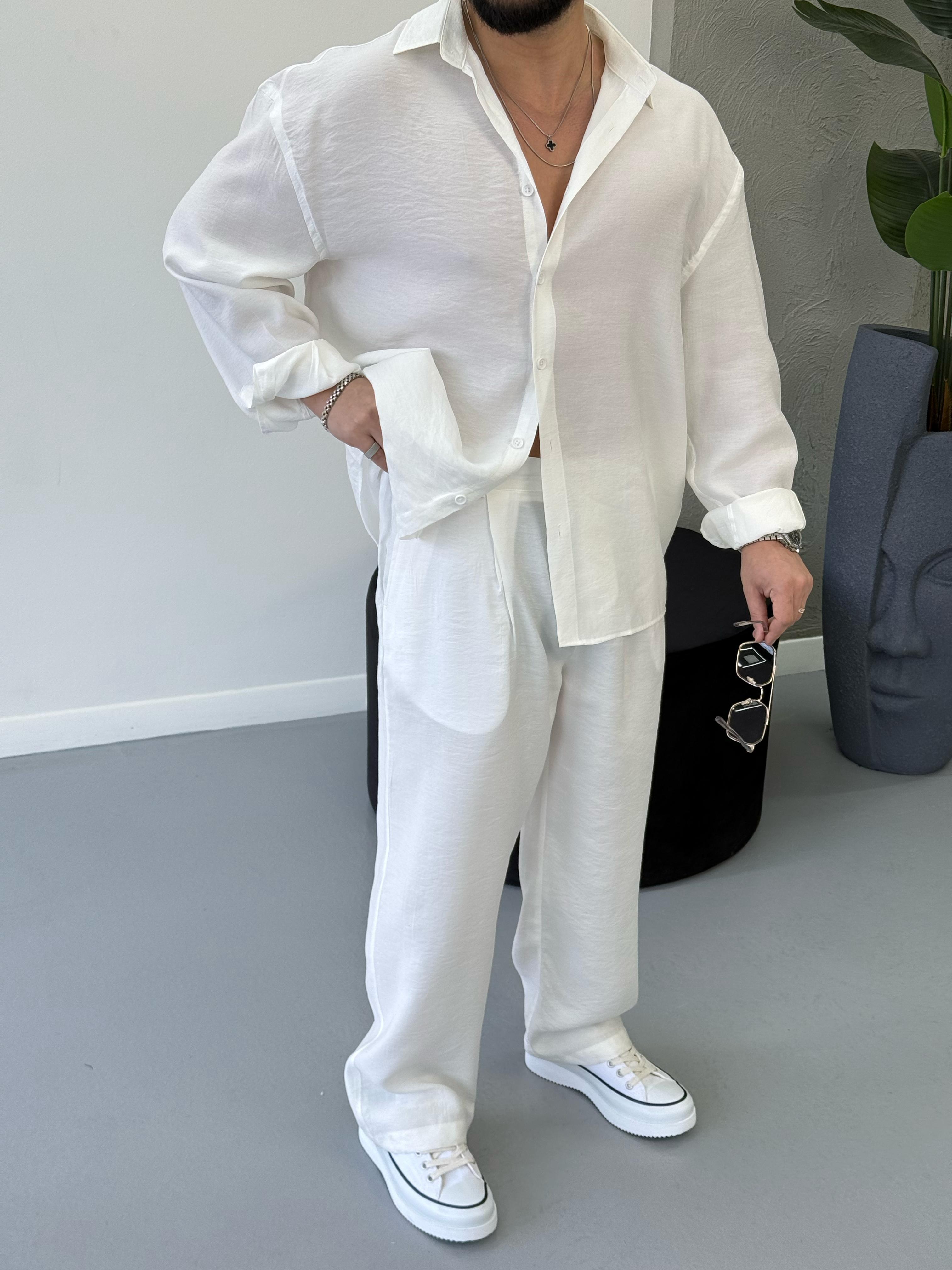 Premium Seri Oversize Modal Kumaş Alt Üst Takım Beyaz