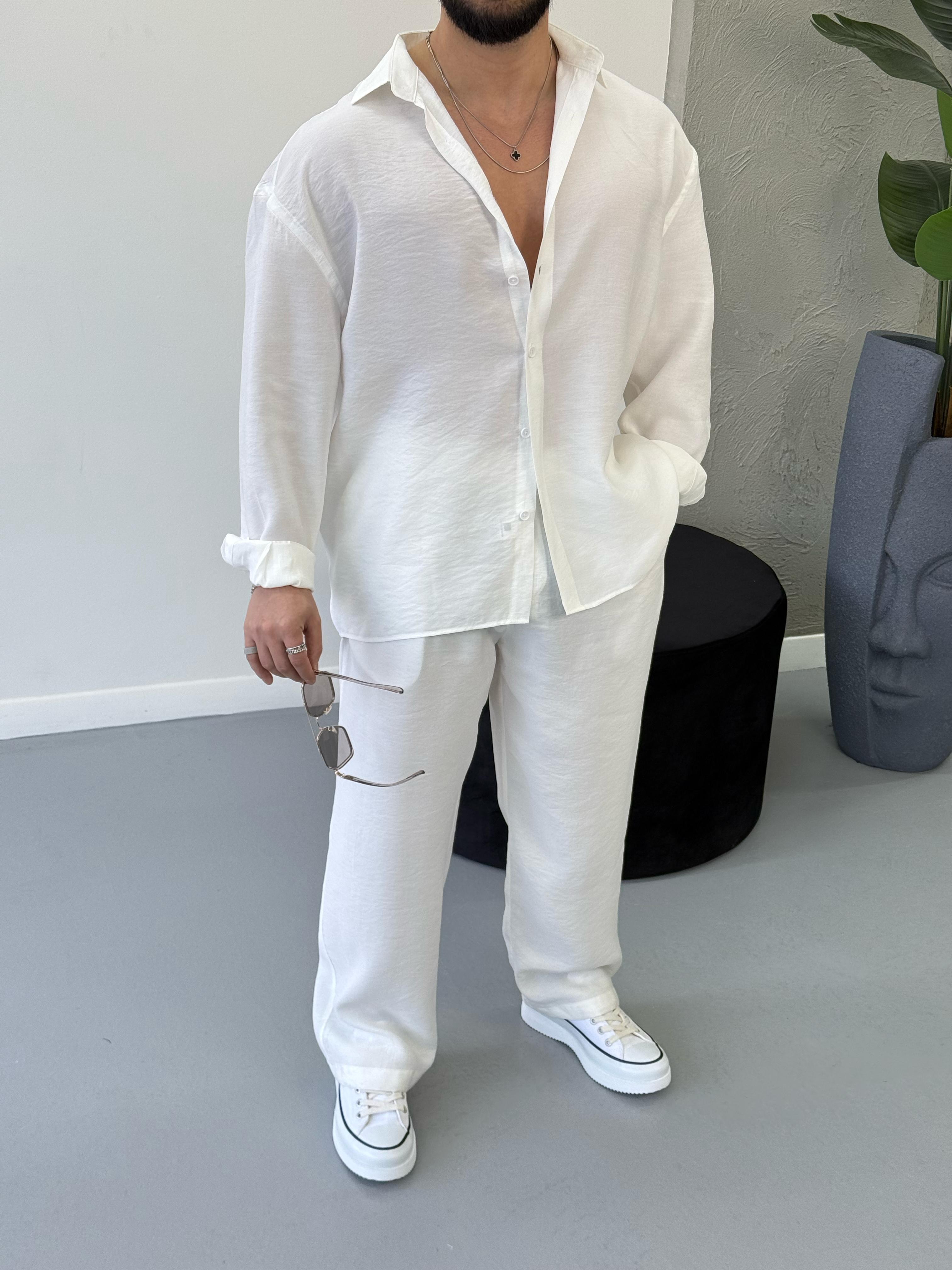 Premium Seri Oversize Modal Kumaş Alt Üst Takım Beyaz