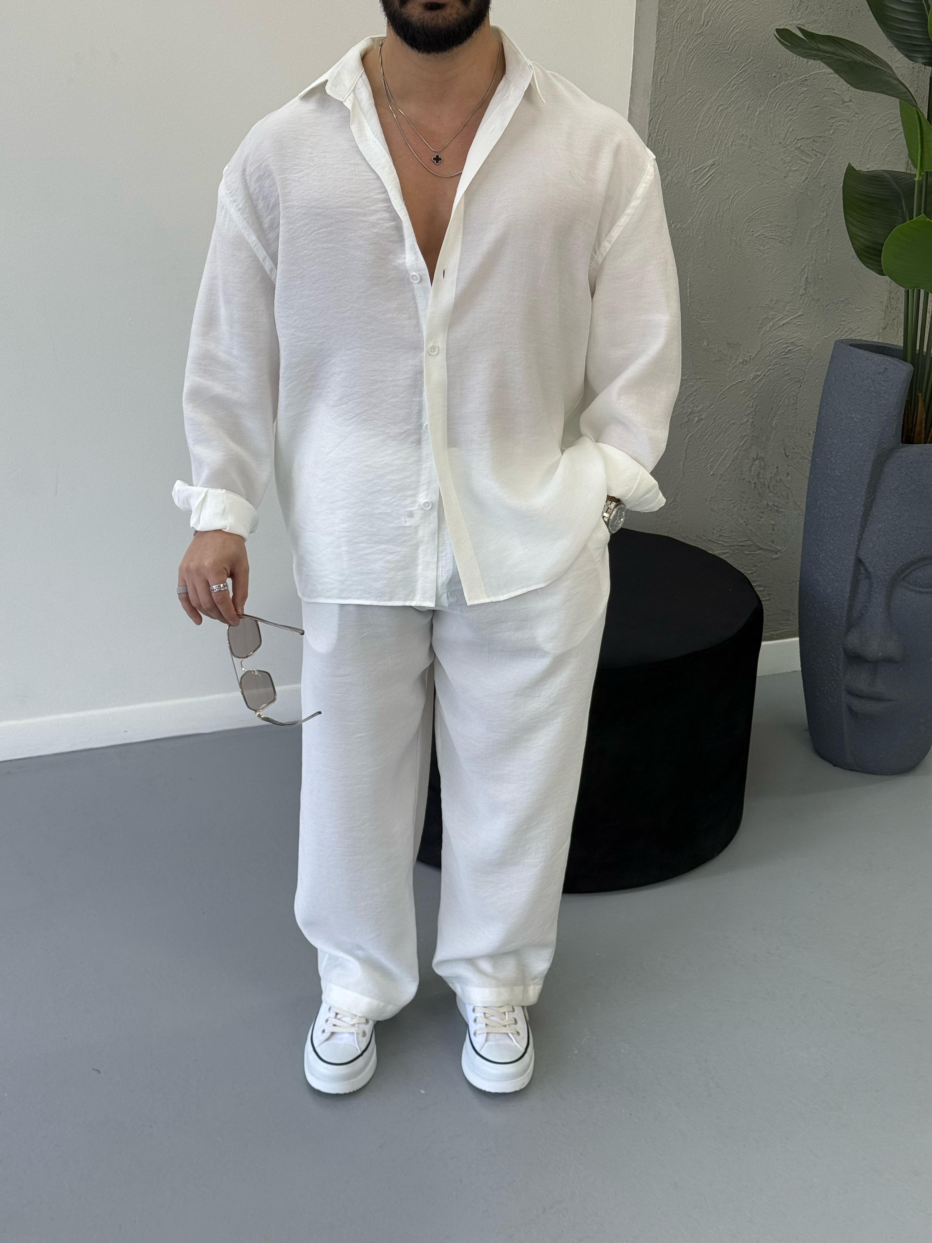 Premium Seri Oversize Modal Kumaş Alt Üst Takım Beyaz