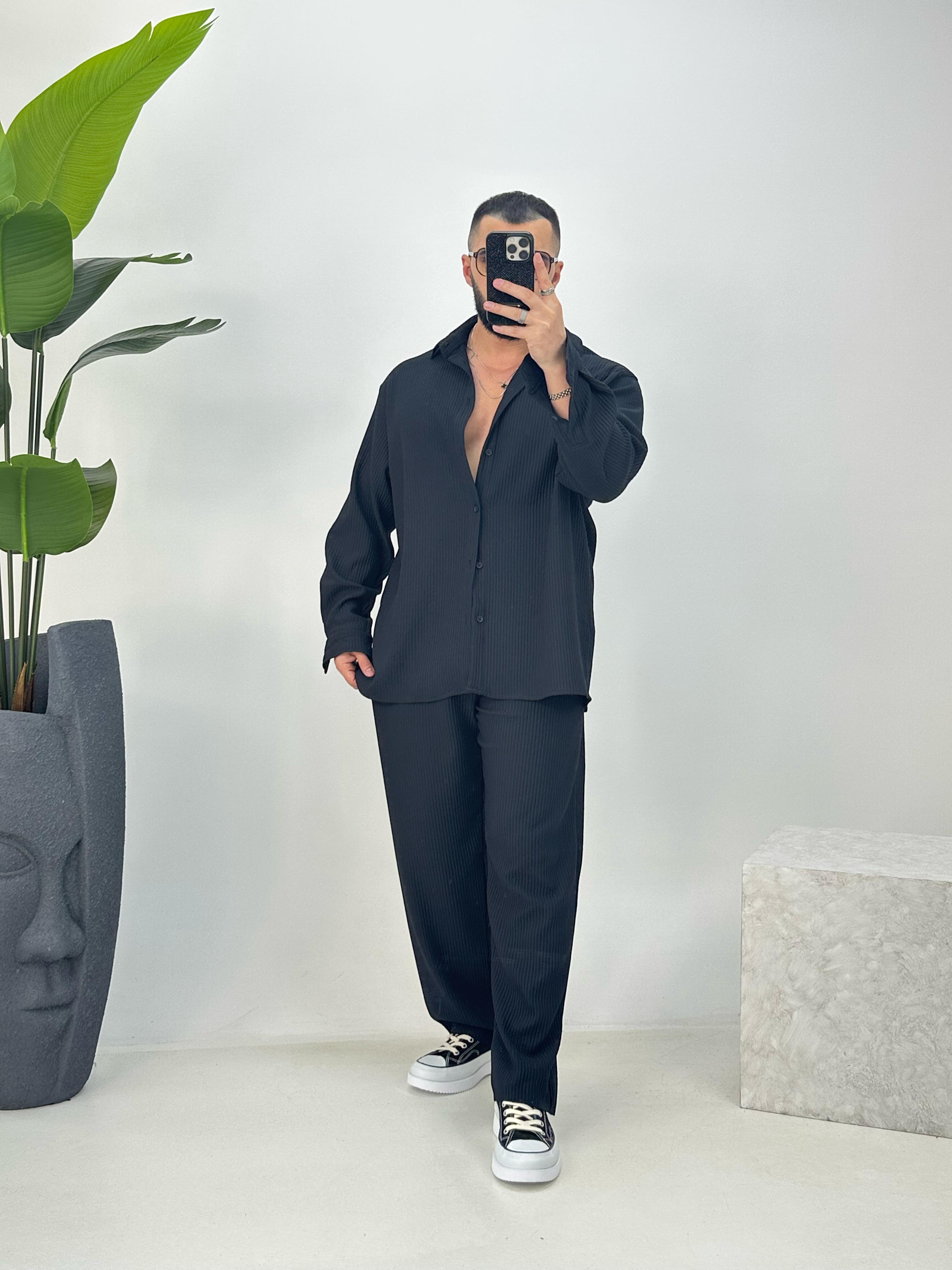 Premium Seri Oversize Modal Kumaş Alt Üst Takım Siyah