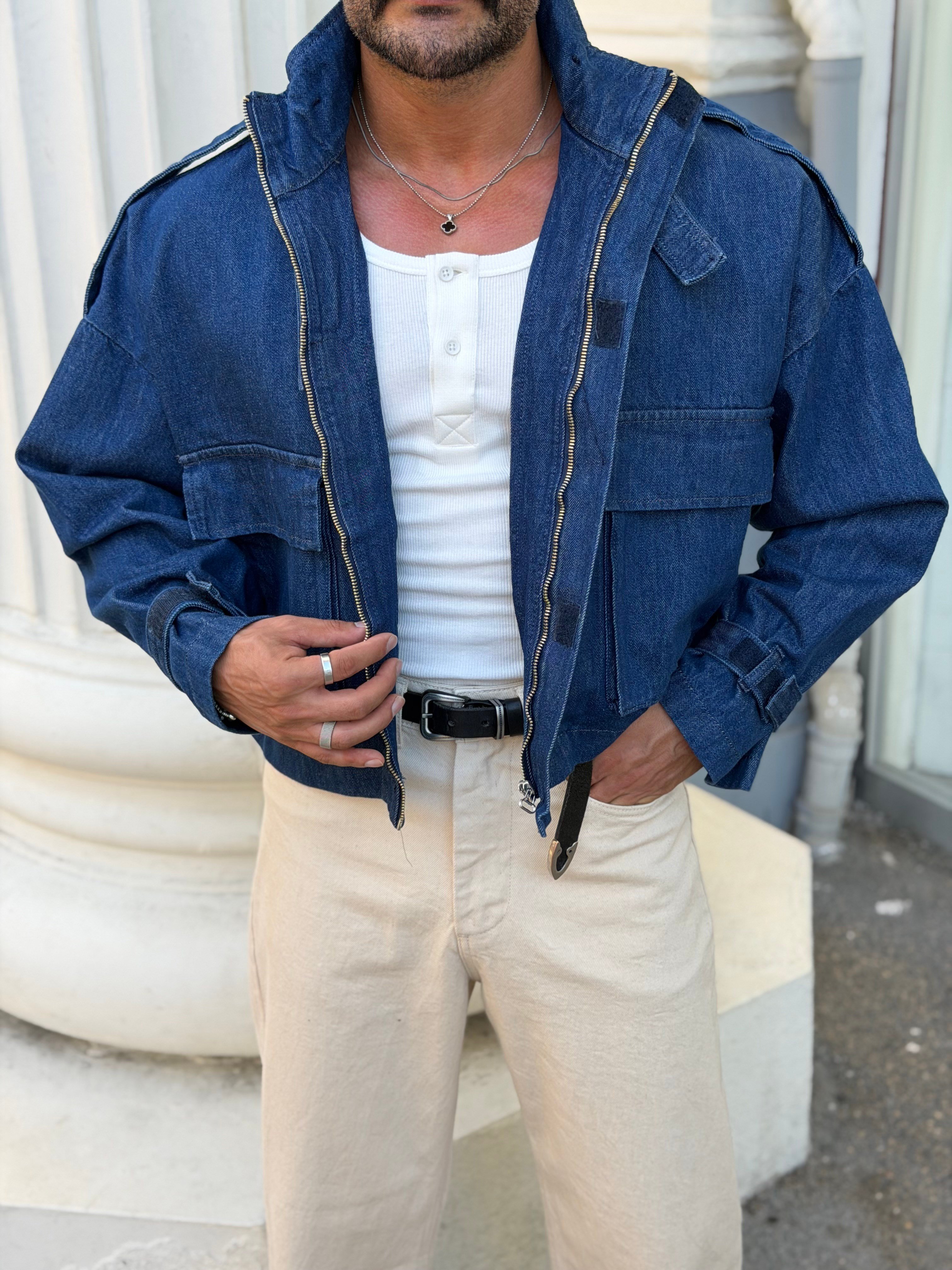 PREMIUM SERI ÖZEL KESIM OVERSIZE CEKET KOT MAVİ
