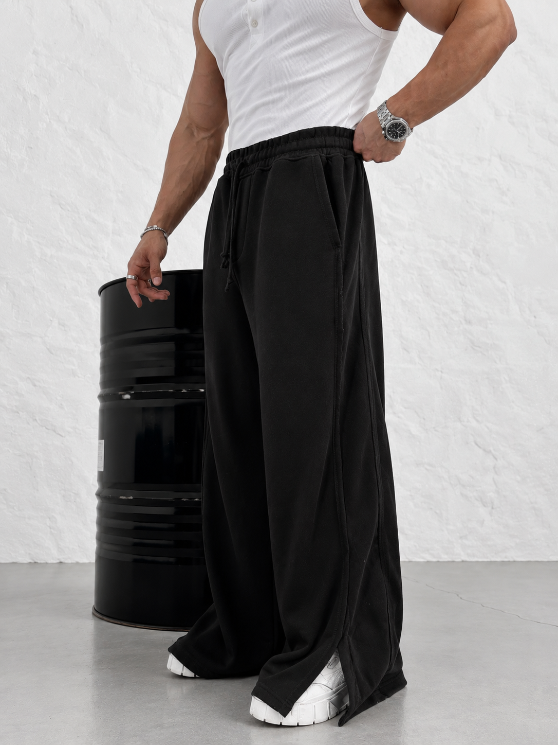 PREMIUM SERİ SUPER BAGGY YIRTMAÇLI EŞOFMAN SİYAH