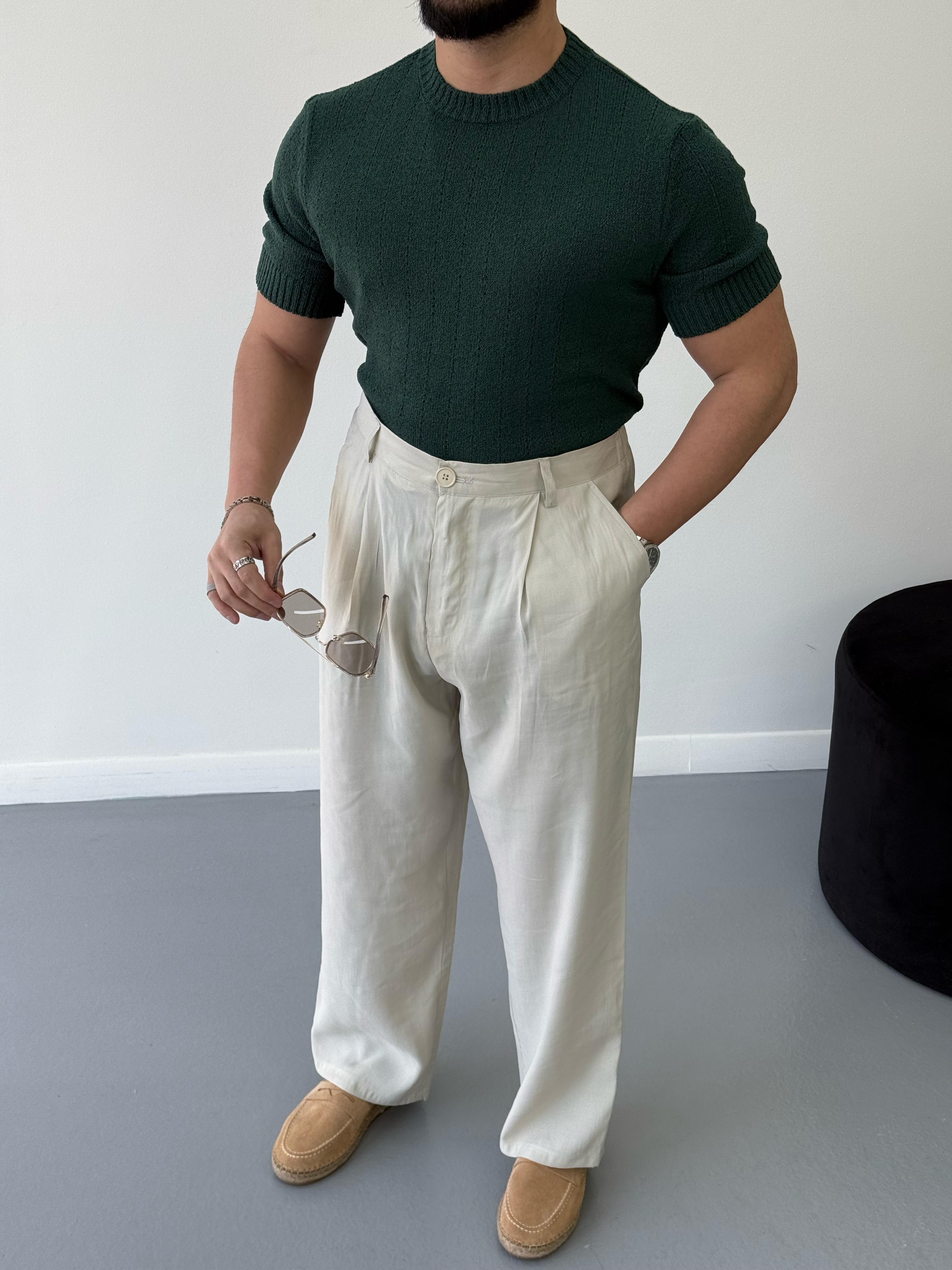 Premium Slimfit Örme Triko Yeşil