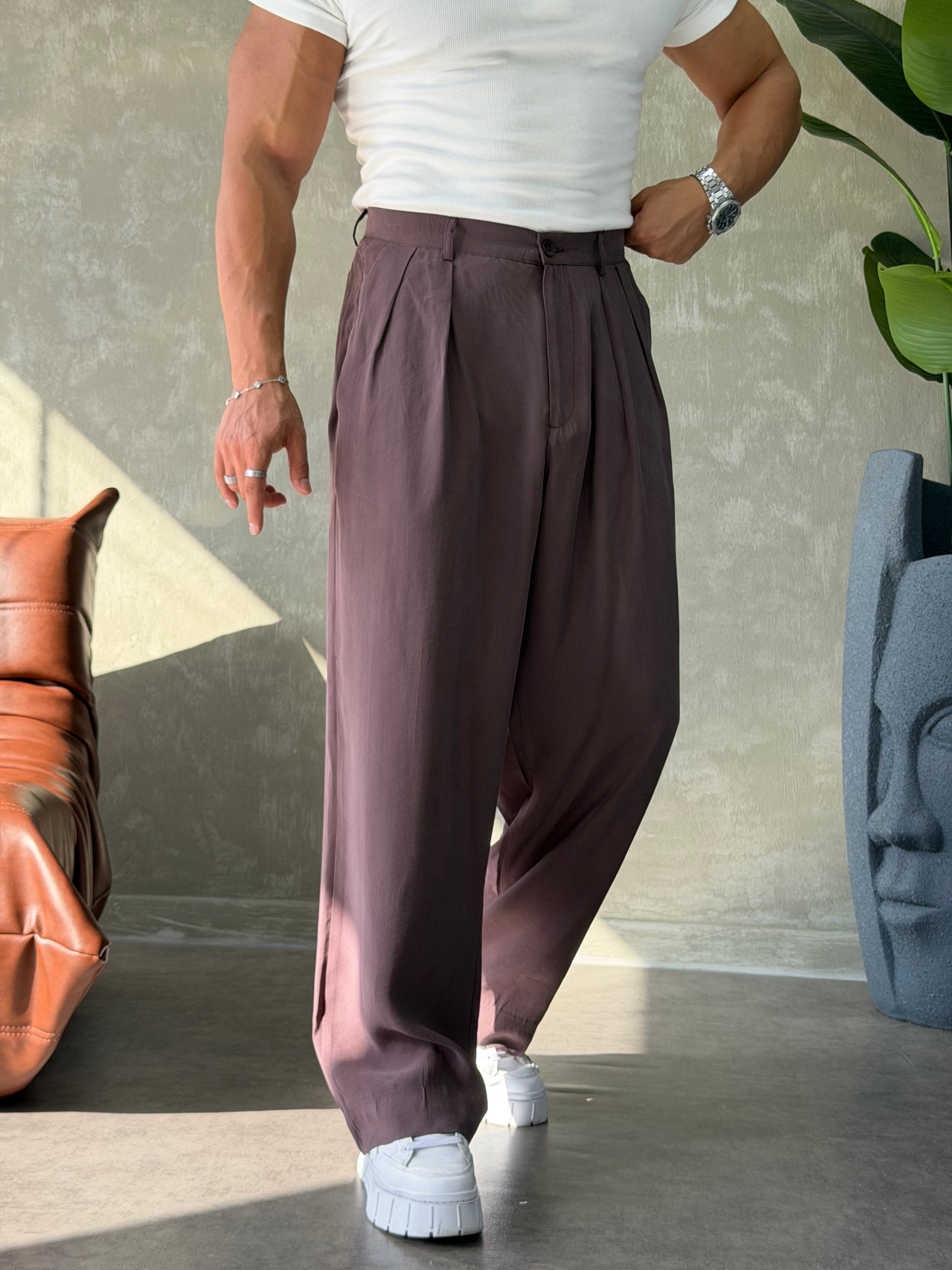 PREMIUM TENSEL BAGGY PANTOLON KAHVERENGİ