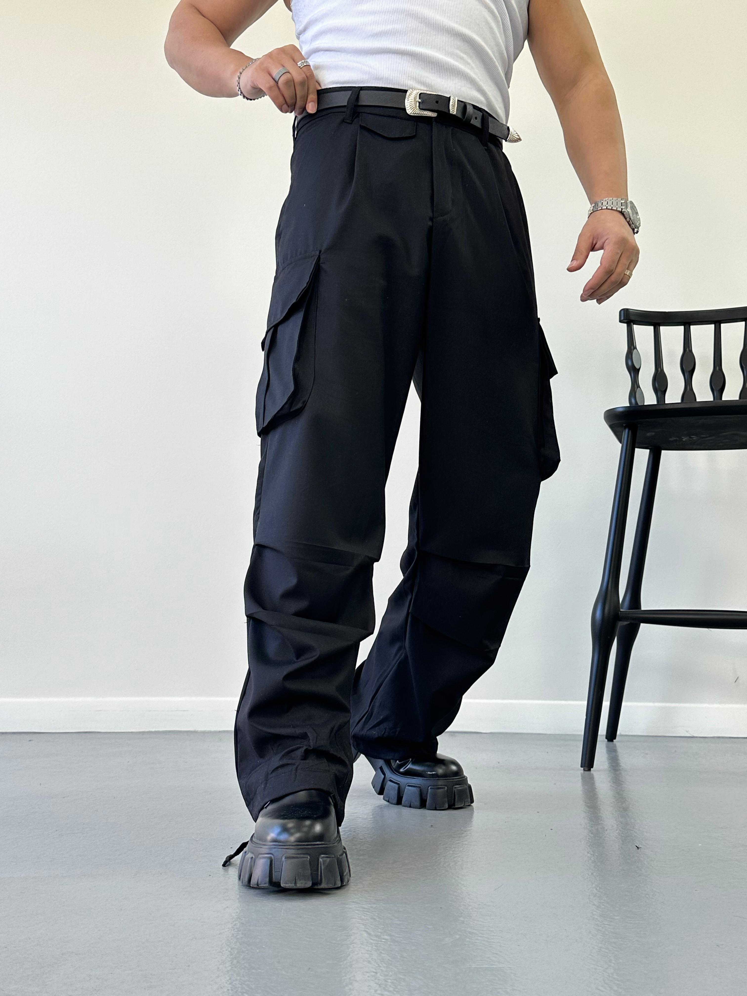 Siyah Baggy Kargo Pantolon