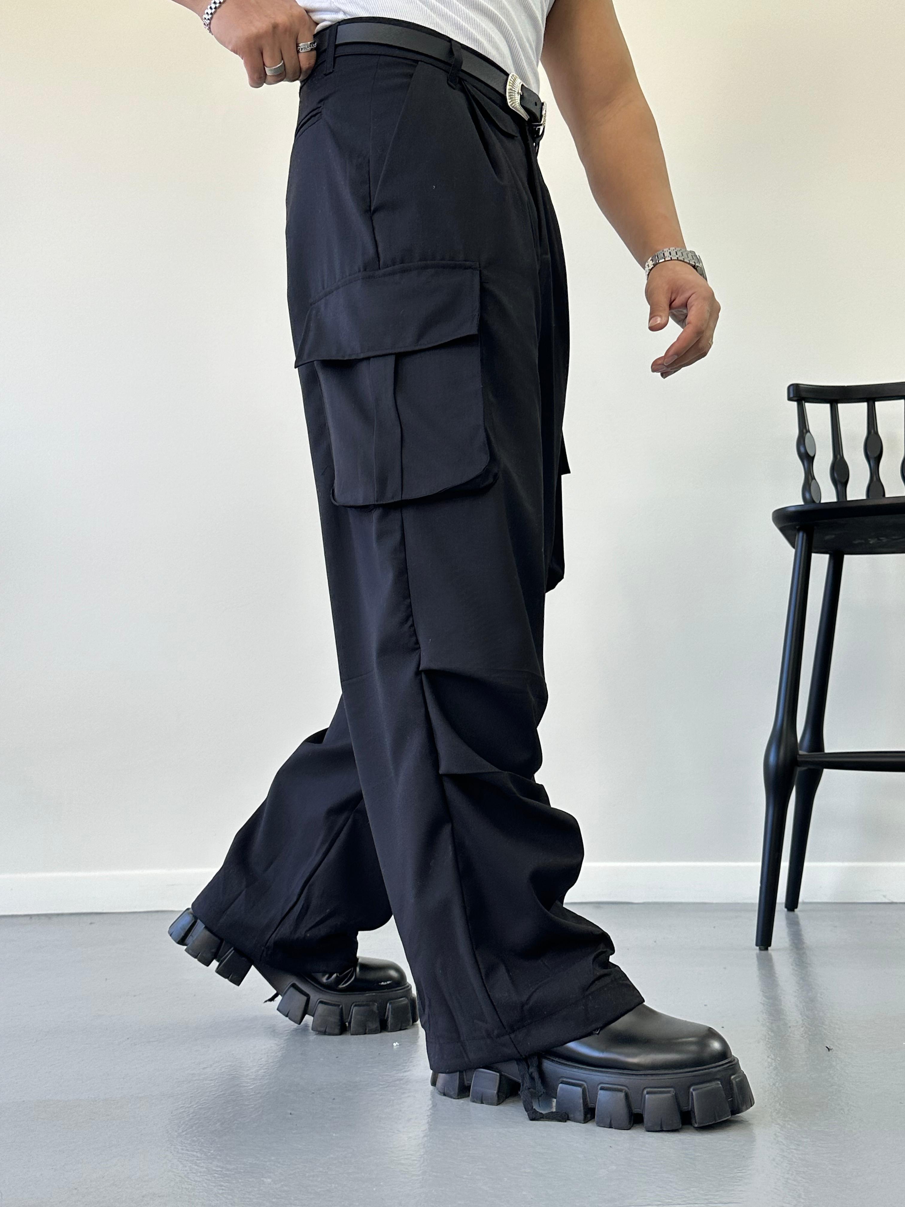 Siyah Baggy Kargo Pantolon